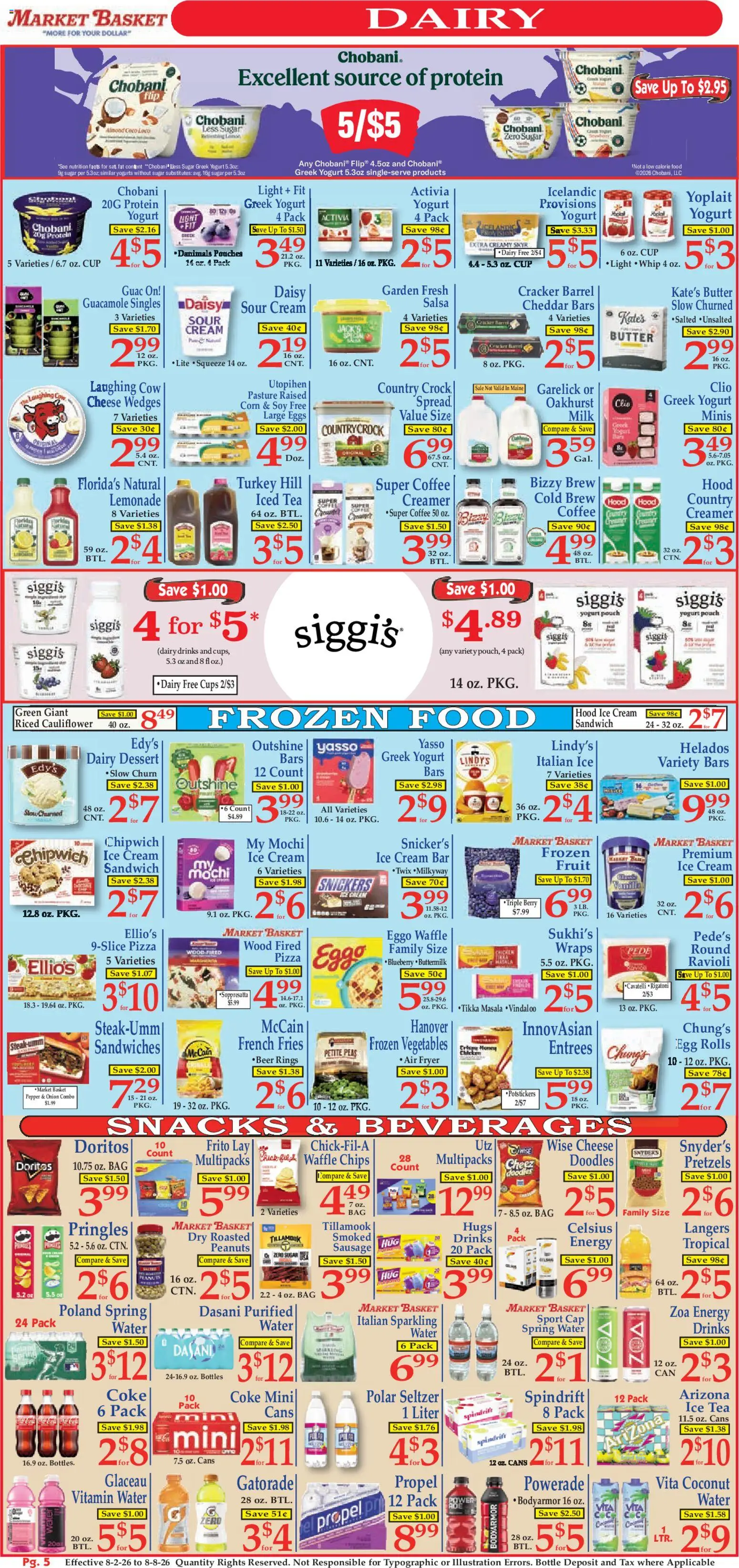 Market Basket Ad - valid from 08/02/2026 | Page: 5 | Products: Eggs, Coffee, Beer, Cream