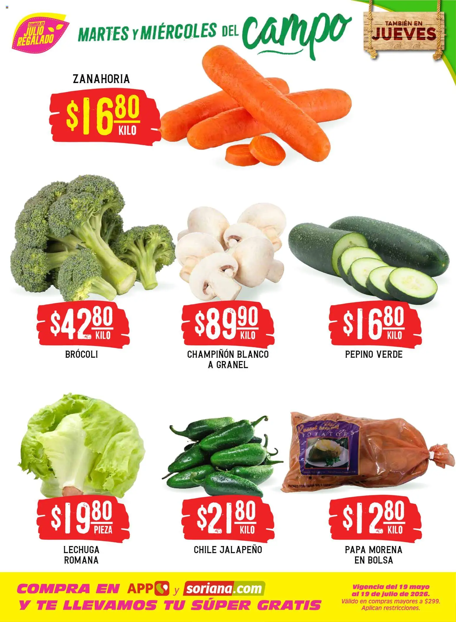 Nuevas ofertas de Soriana válidas en toda la República Mexicana desde el 07/07/2026. ¡Encuentra las mejores ofertas en Soriana Martes y Miércoles del Campo Híper: Saltillo y Torreón! | Página: 3 | Productos: Bolsa, Lechuga, Té, Zanahoria