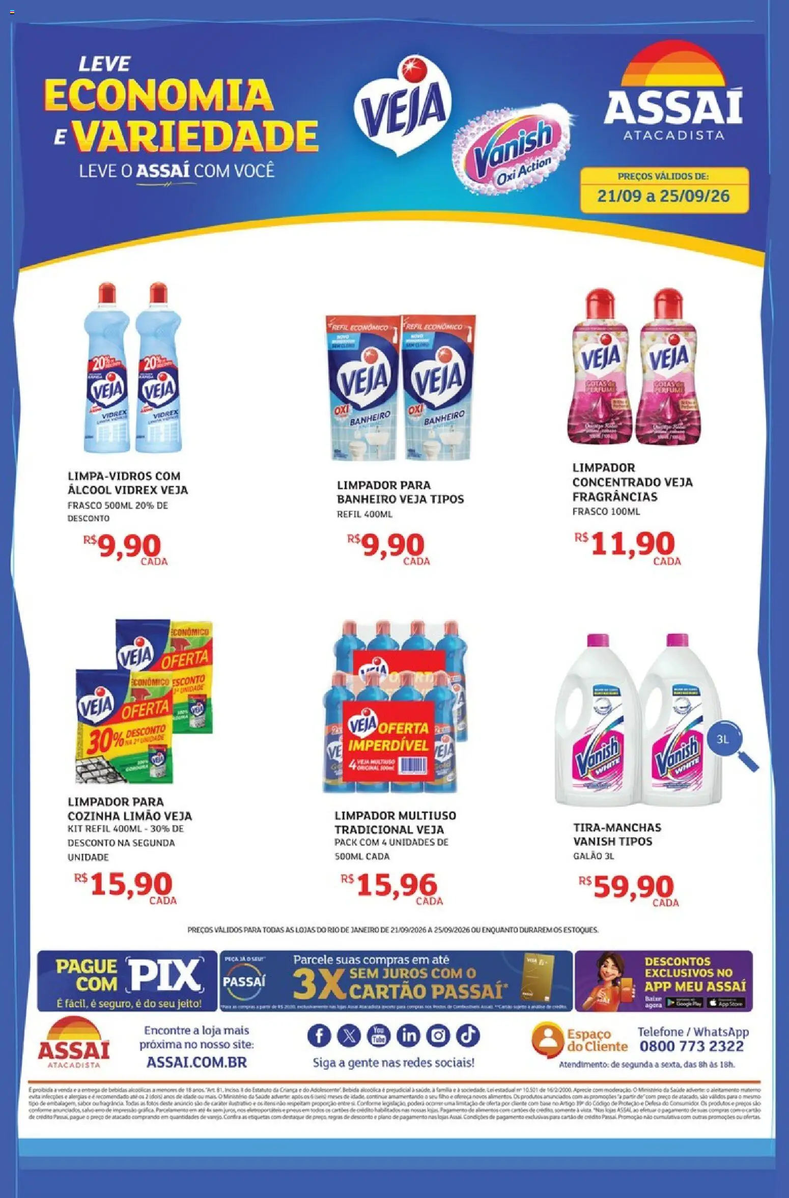 Assaí Atacadista Folheto - válido de 21/09/2026 | Página: 1 | Produtos: Perfume, Base, Telefone, Vanish