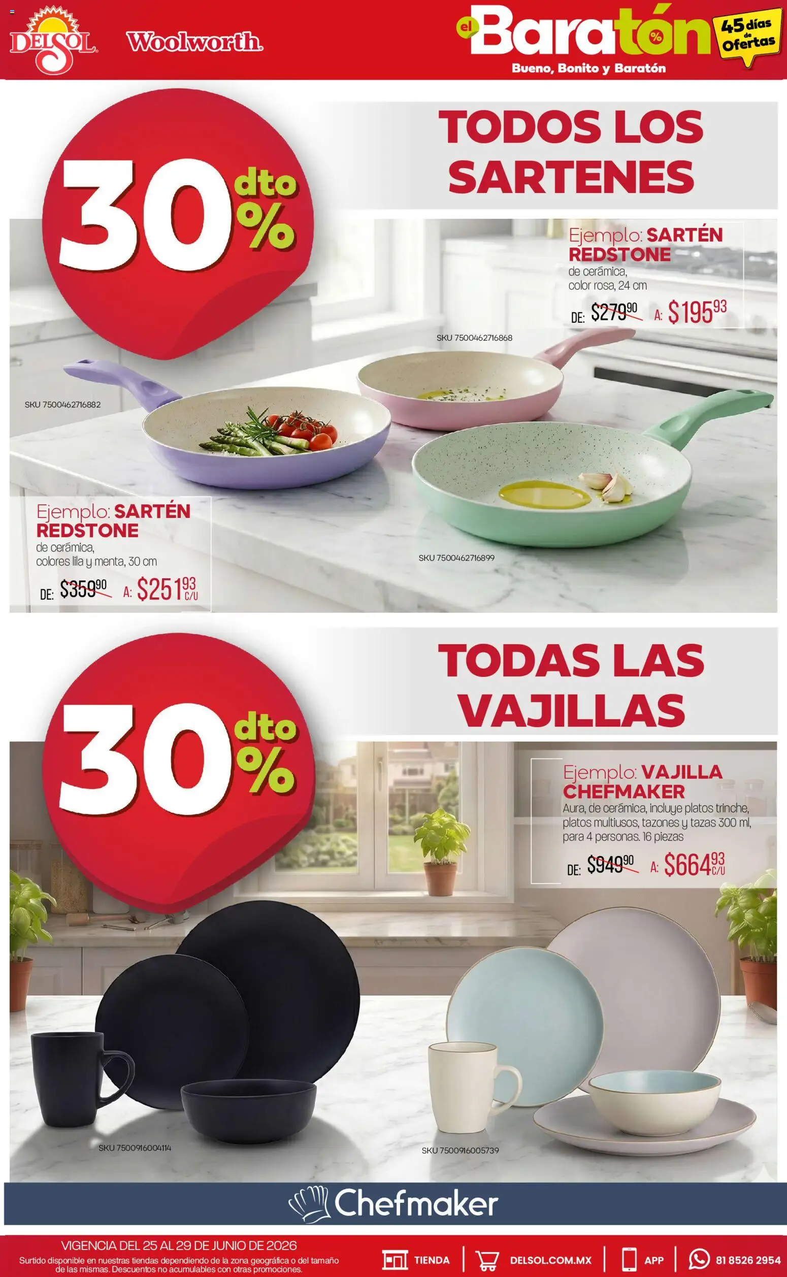 Nuevas ofertas de Del Sol y Woolworth válidas en toda la República Mexicana desde el 25/06/2026. ¡Encuentra las mejores ofertas en Del Sol y Woolworth catálogo Baratón! | Página: 10