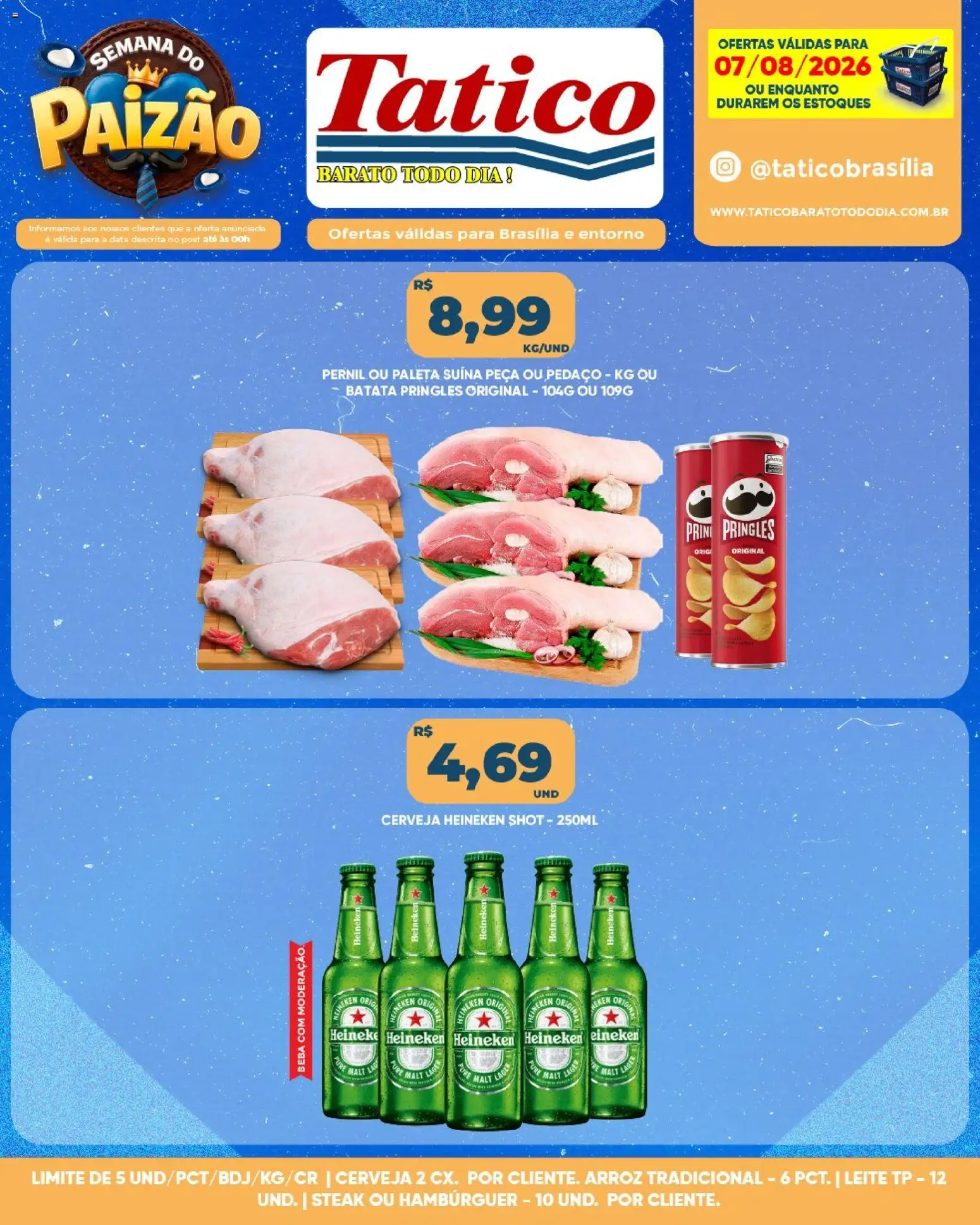 Tatico Folheto - válido de 08/08/2026 | Página: 22 | Produtos: Steak, Paleta suína, Arroz, Heineken