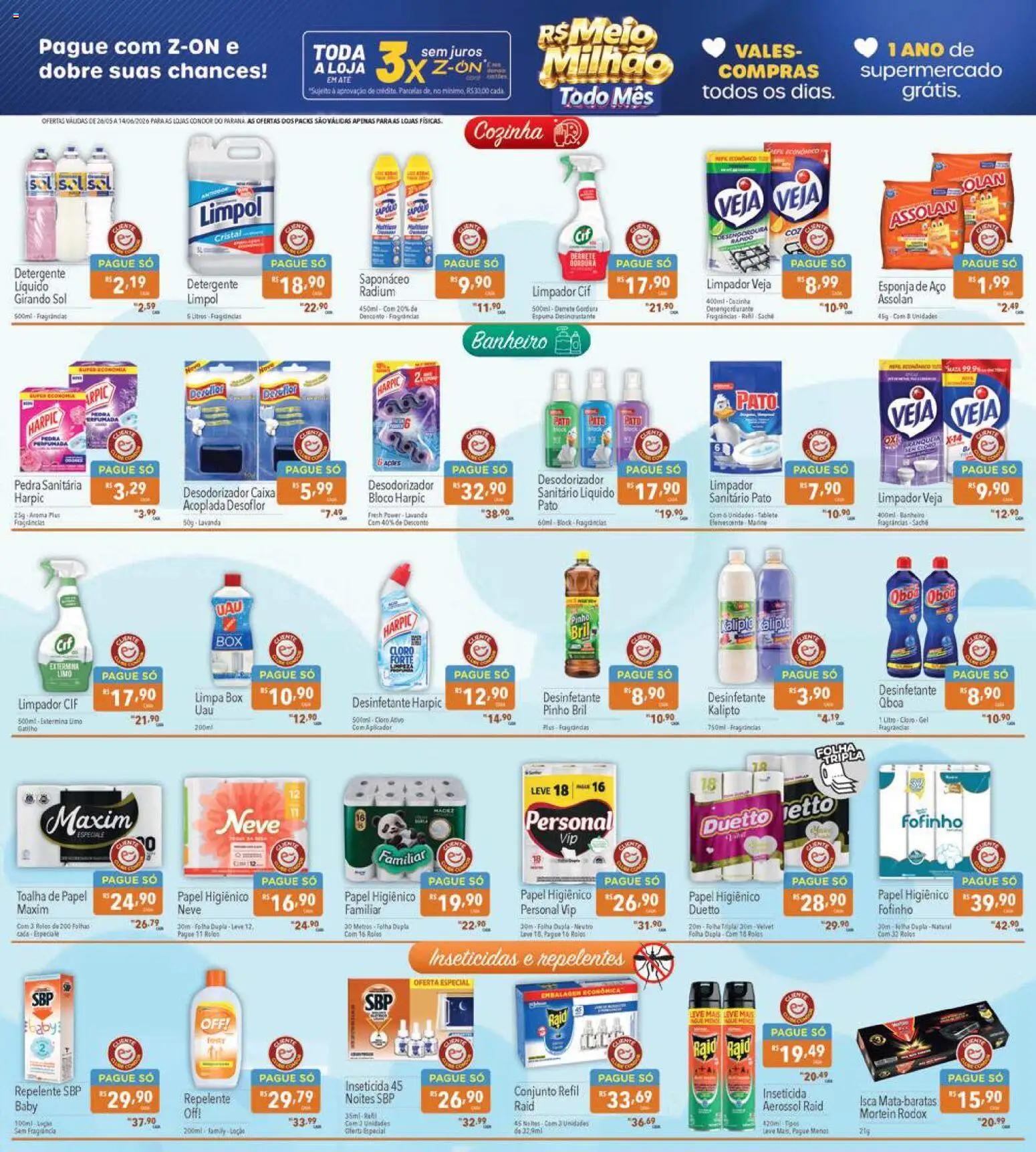 Supermercados Condor Folheto - válido de 26.05.2026 | Página: 23 | Produtos: Girando sol, Saponáceo, Papel higiênico, Desinfetante
