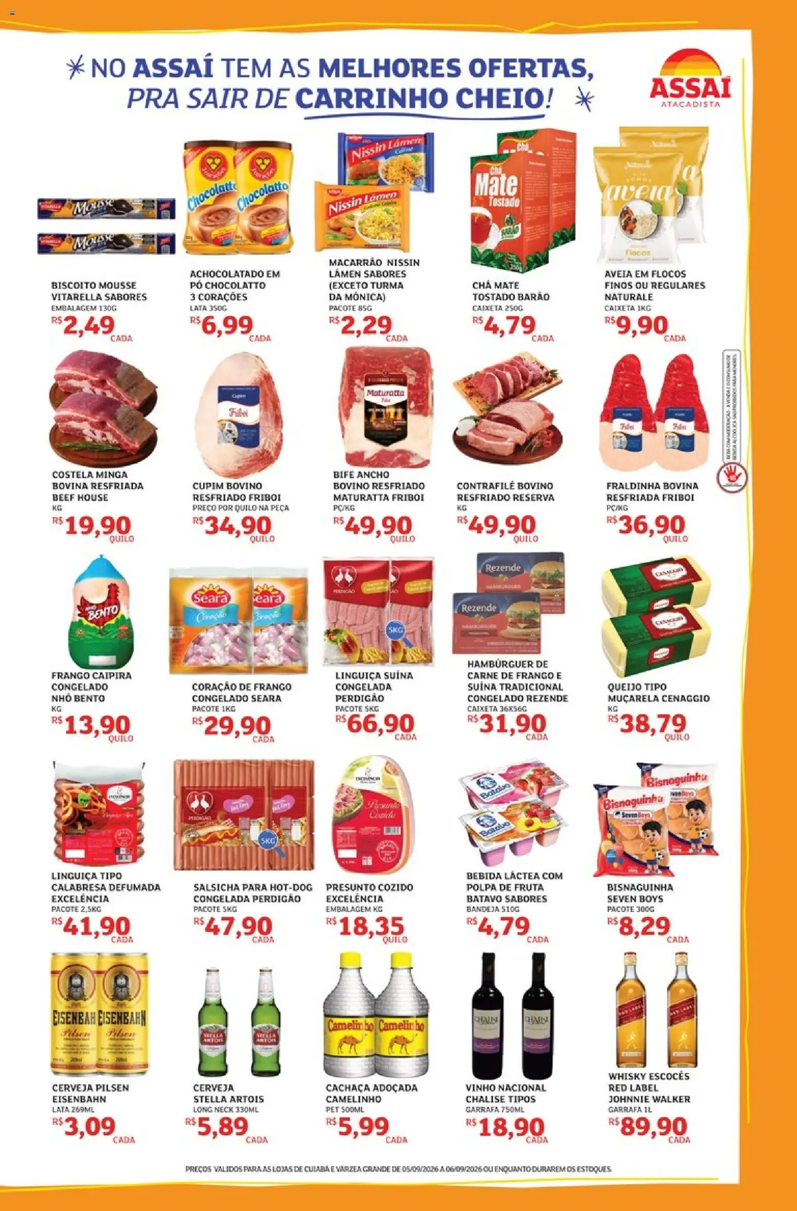 Assaí Atacadista Folheto - válido de 05/09/2026 | Página: 3 | Produtos: Salsicha, Queijo, Hambúrguer, Frango