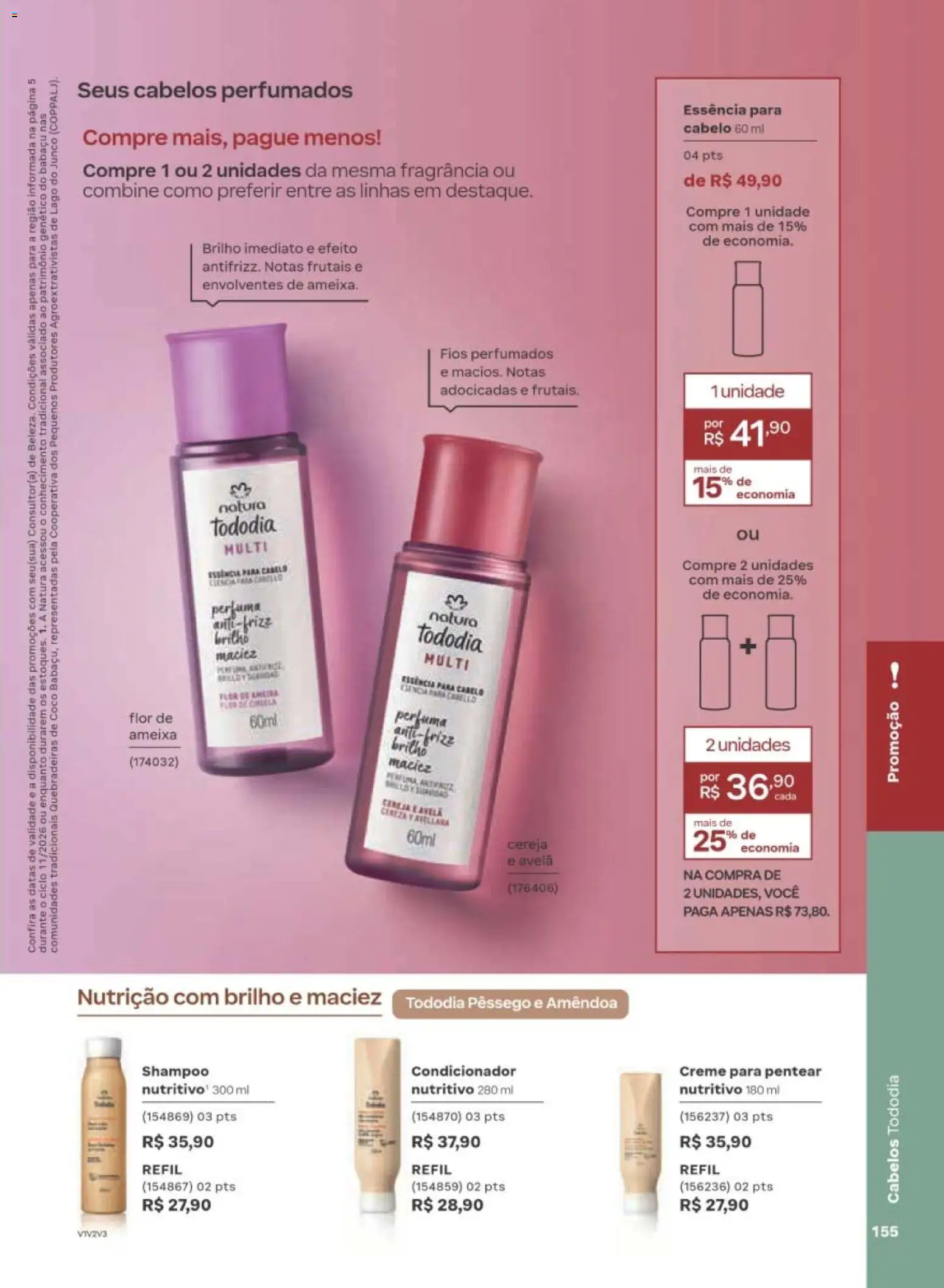 Natura Folheto - válido de 29/06/2026 | Página: 155 | Produtos: Shampoo, Pêssego, Cereja, Fragrância