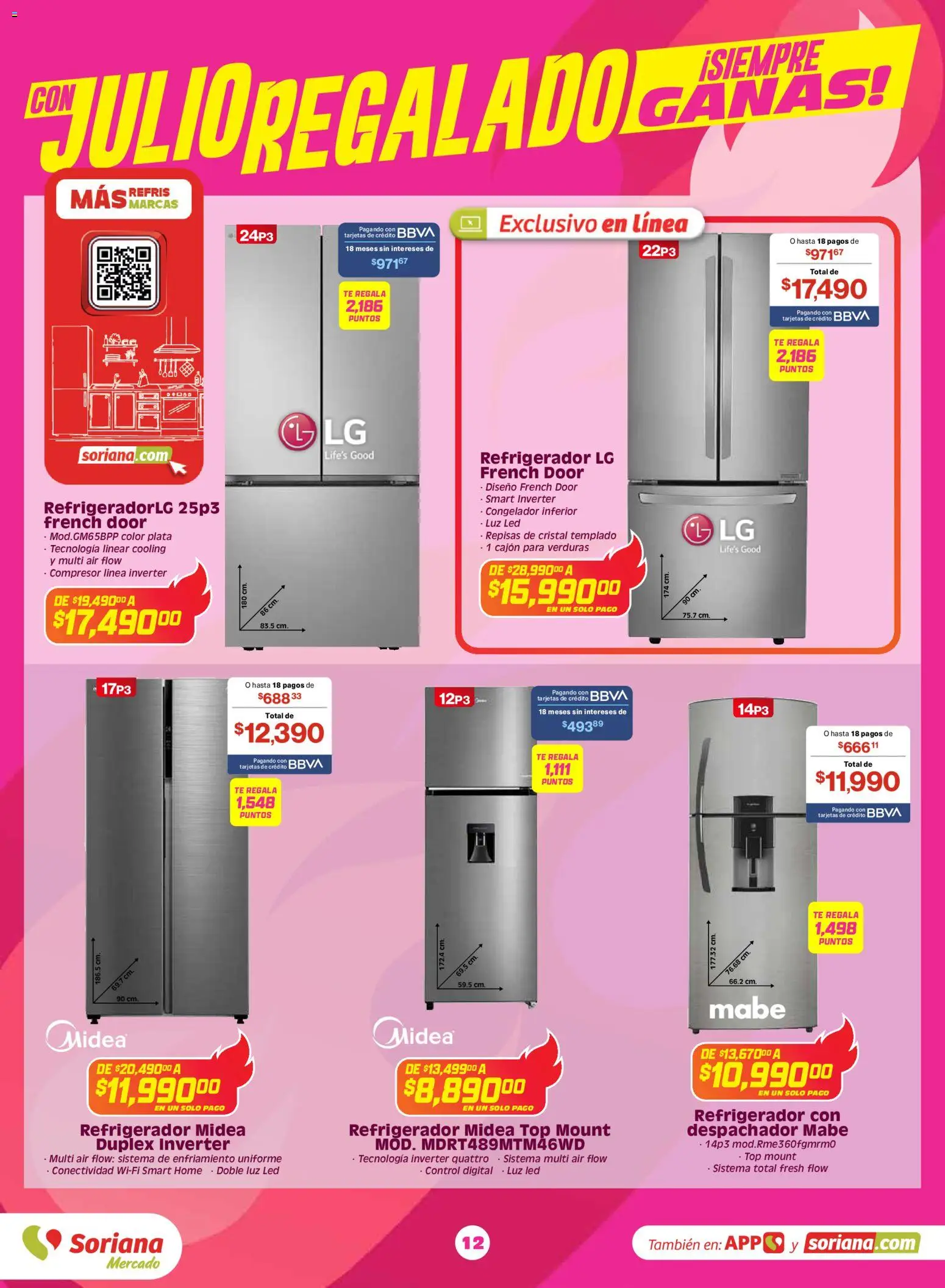 Nuevas ofertas de Soriana válidas en toda la República Mexicana desde el 03.06.2026. ¡Encuentra las mejores ofertas en Soriana Con Julio Regalado siempre ganas Mercado Nacional! | Página: 11 | Productos: Refrigerador, Congelador, Top, Té