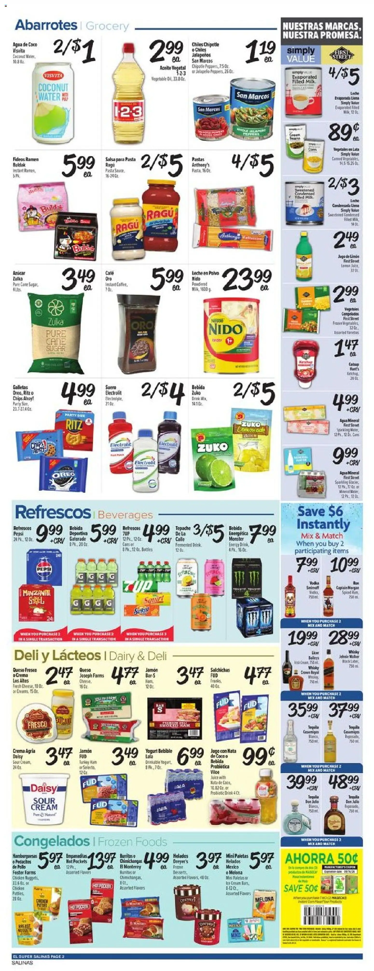 El Super Weekly Ad - valid from 09/09/2026 | Page: 2 | Products: Yogurt, Tequila, Water, Hat