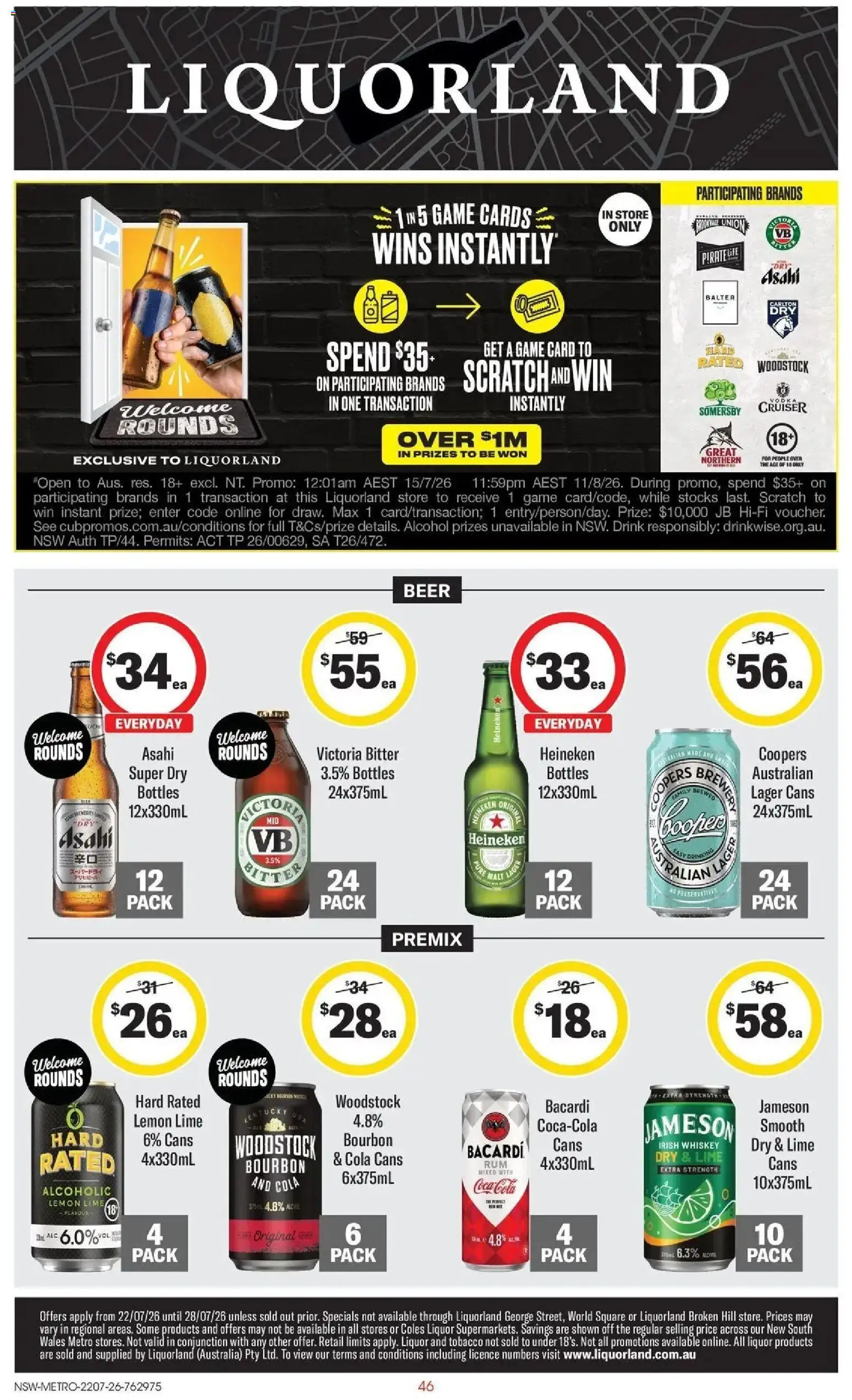 Coles catalogue - valid from 22/07/2026 | Page: 46 | Products: Beer, Bourbon, Lime, Game