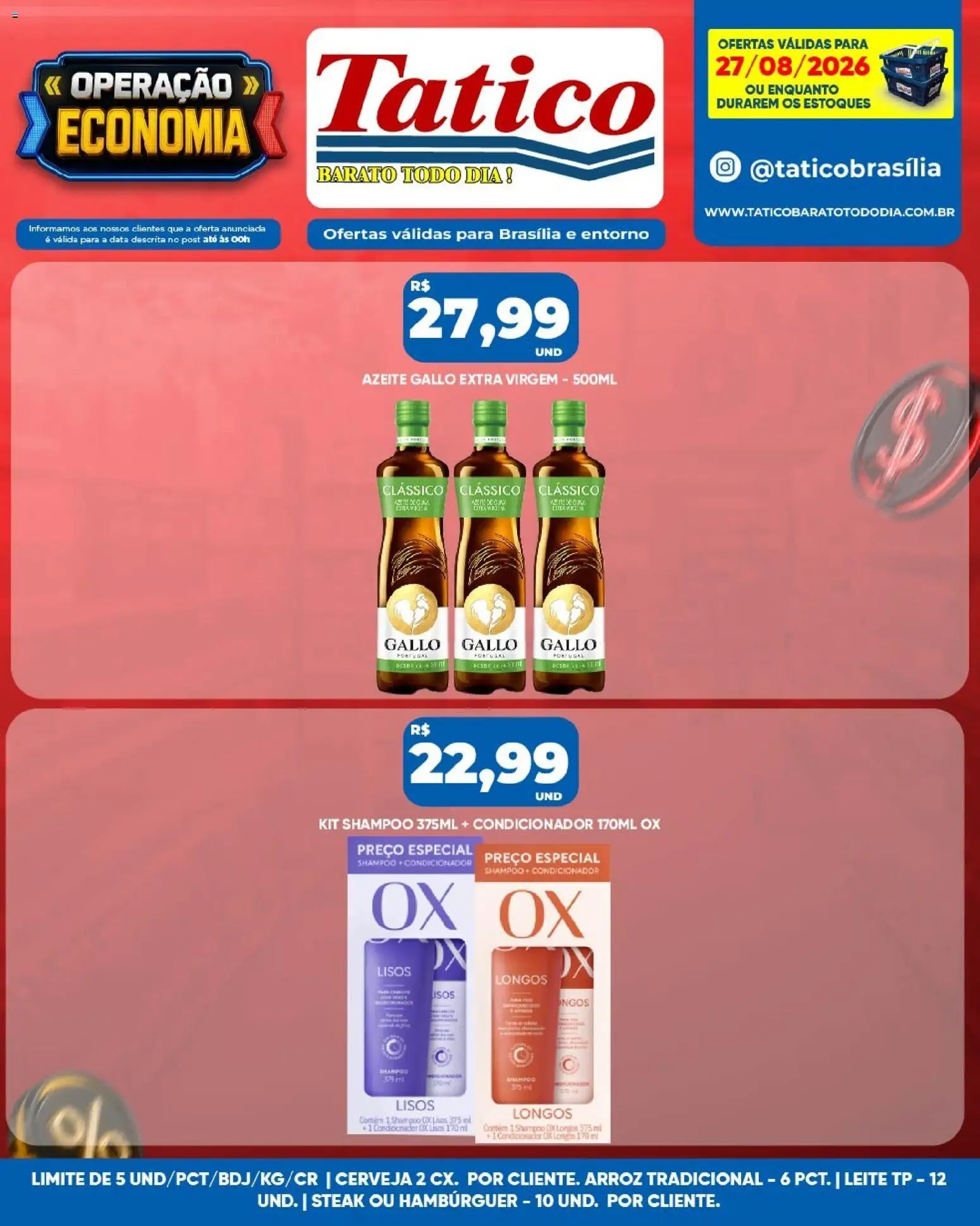 Tatico Folheto - válido de 27/08/2026 | Página: 12 | Produtos: Steak, Condicionador, Hambúrguer, Azeite