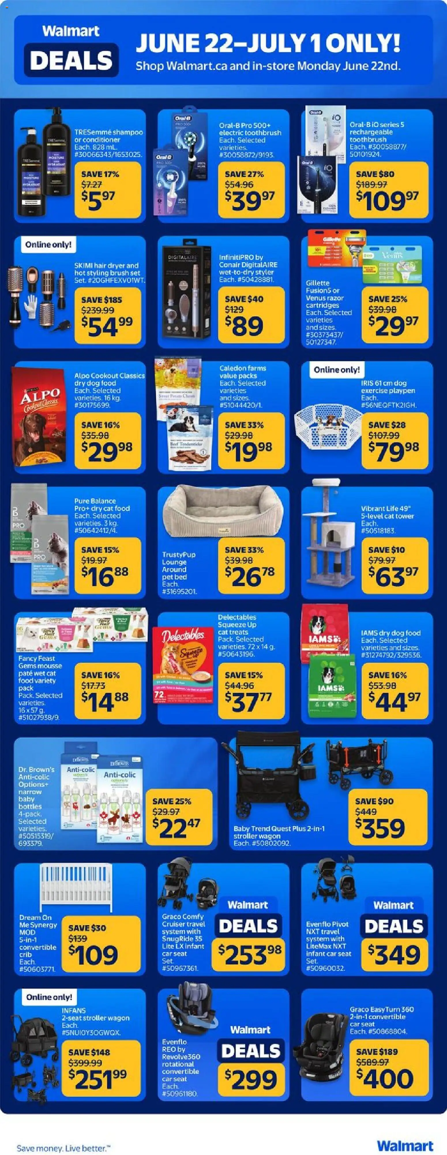 Walmart flyer valid from Jun 22, 2026 | Page: 2 | Products: Dryer, Hair dryer, Electric toothbrush, Shampoo