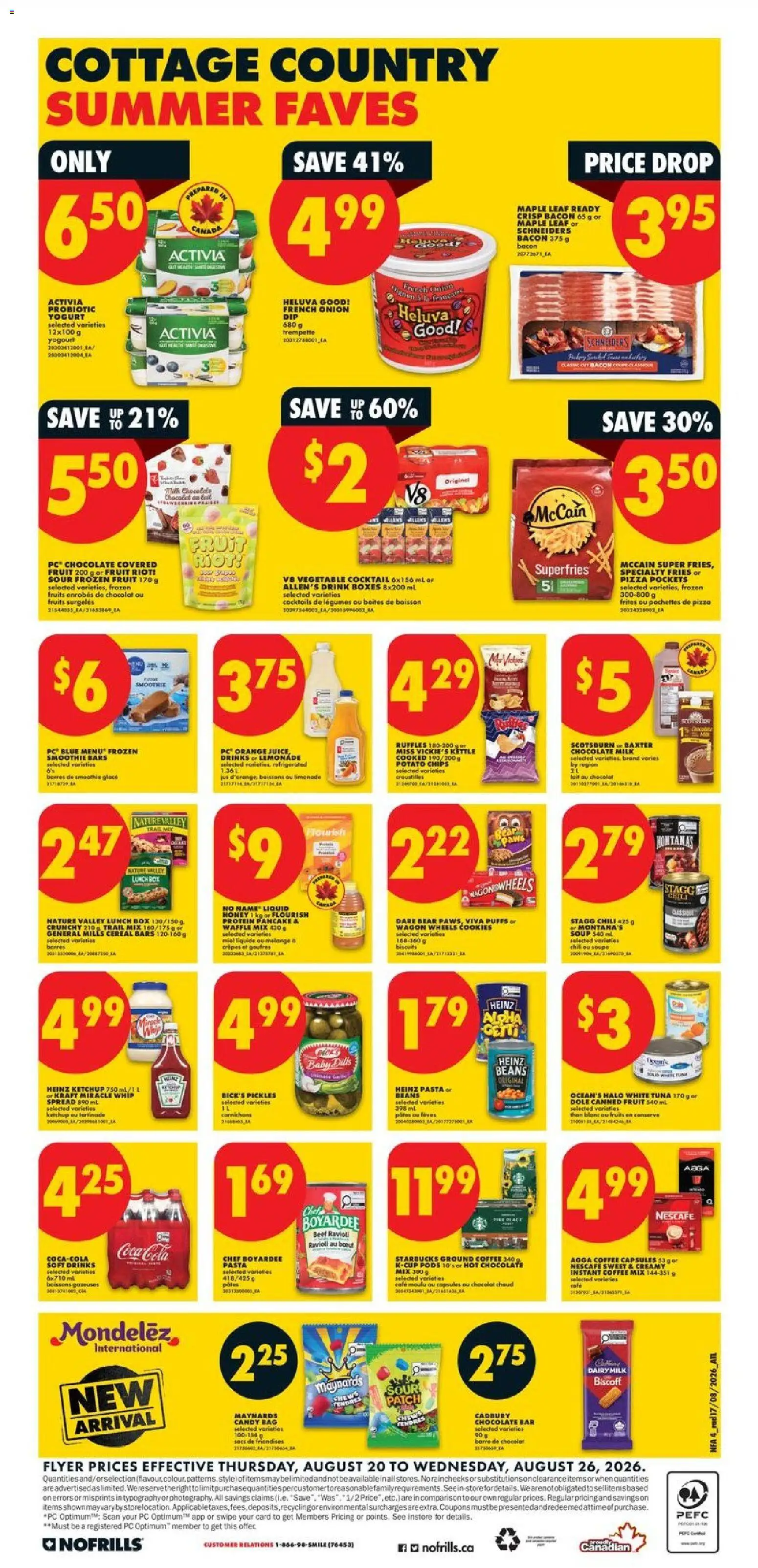 No Frills flyer valid from Aug 20, 2026 | Page: 5 | Products: Cookies, Drinks, Honey, Chili