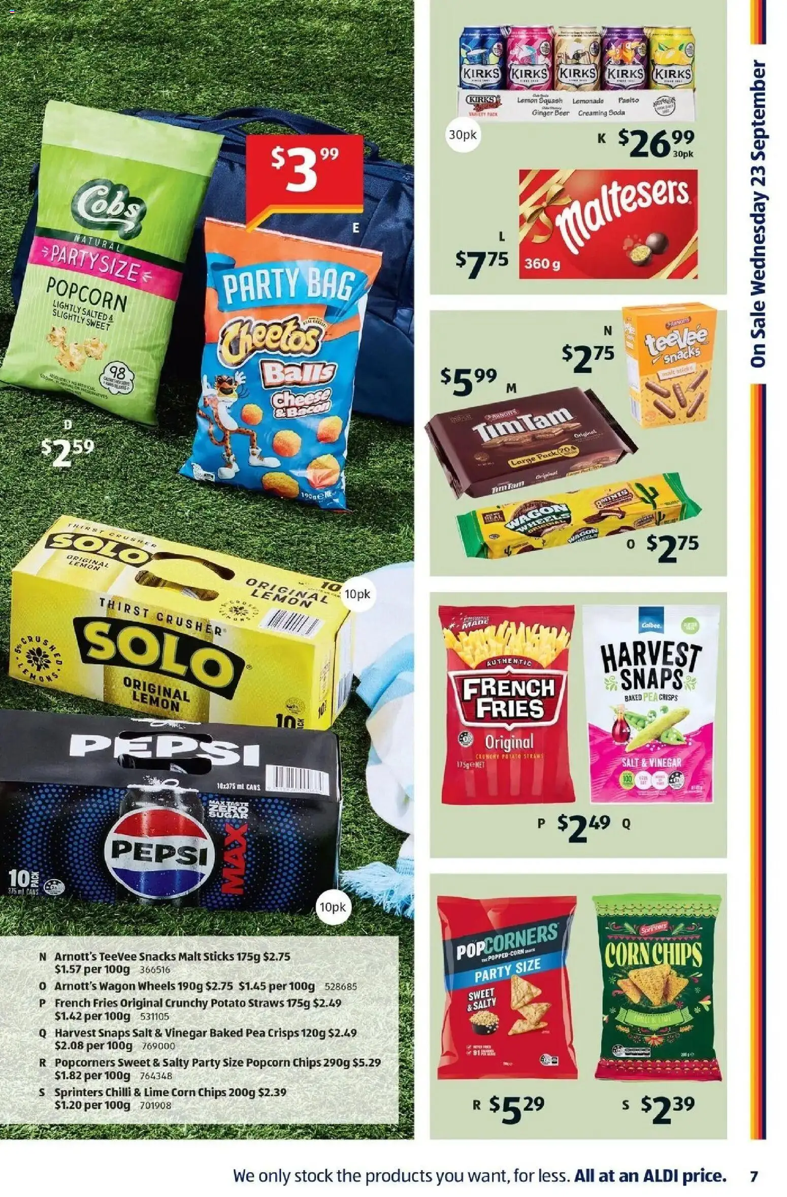 Aldi catalogue - valid from 23/09/2026 | Page: 7 | Products: Cheese, Salt, Vinegar, Pepsi Max