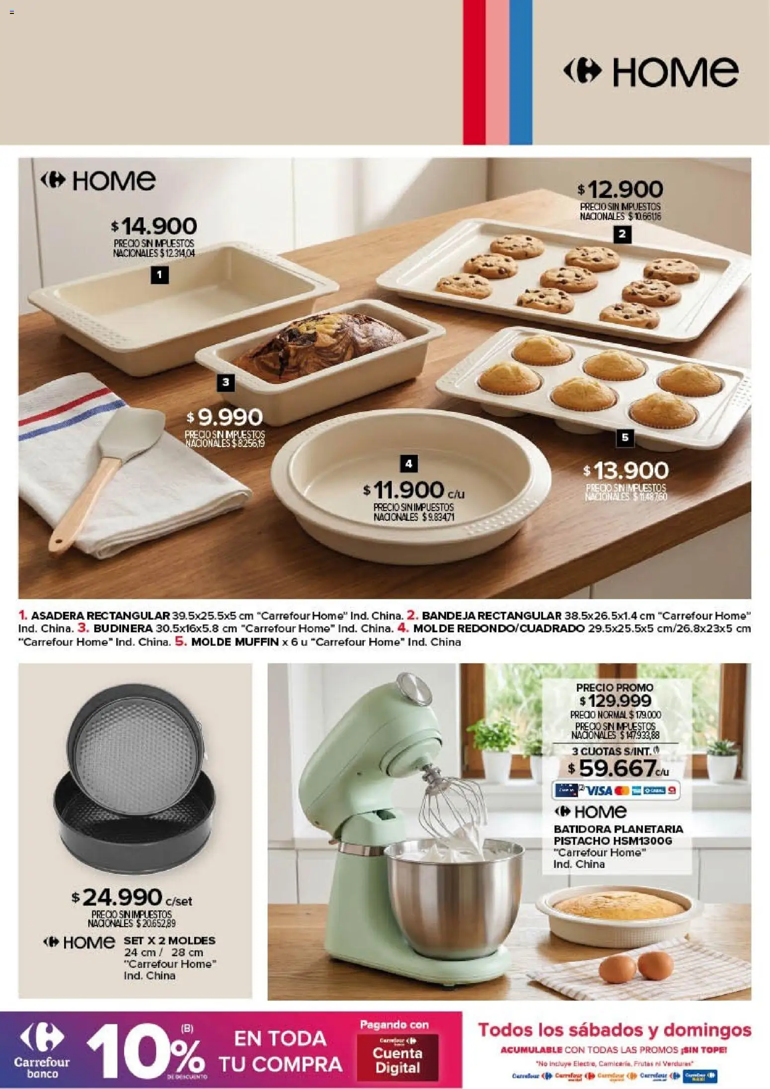 Carrefour - Deco Hogar  │ válido desde el 30.04.2026 | Página: 5 | Productos: Budinera, Banco, Molde, Batidora