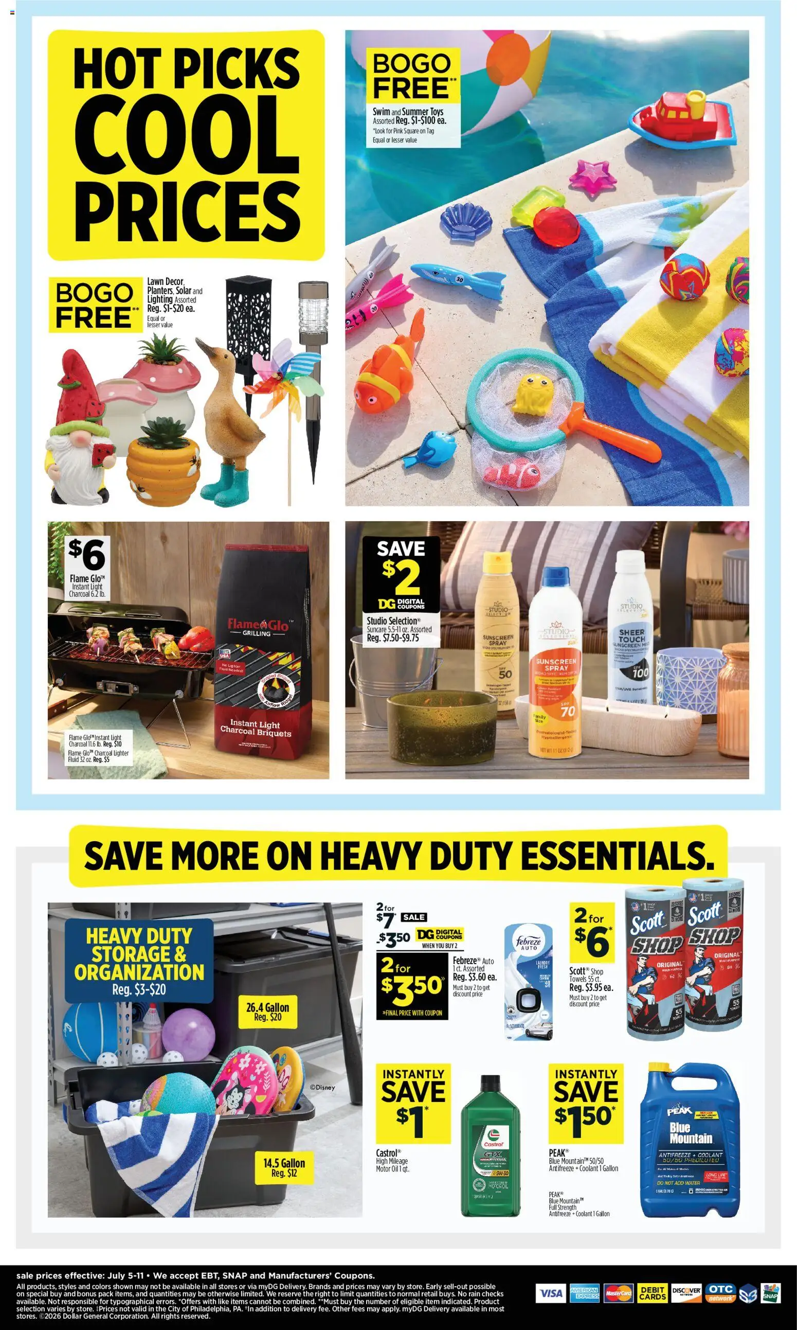 Dollar General Weekly Ad - TX - valid from 07/05/2026 | Page: 14 | Products: Sunscreen, Coolant, Lighter, Motor Oil