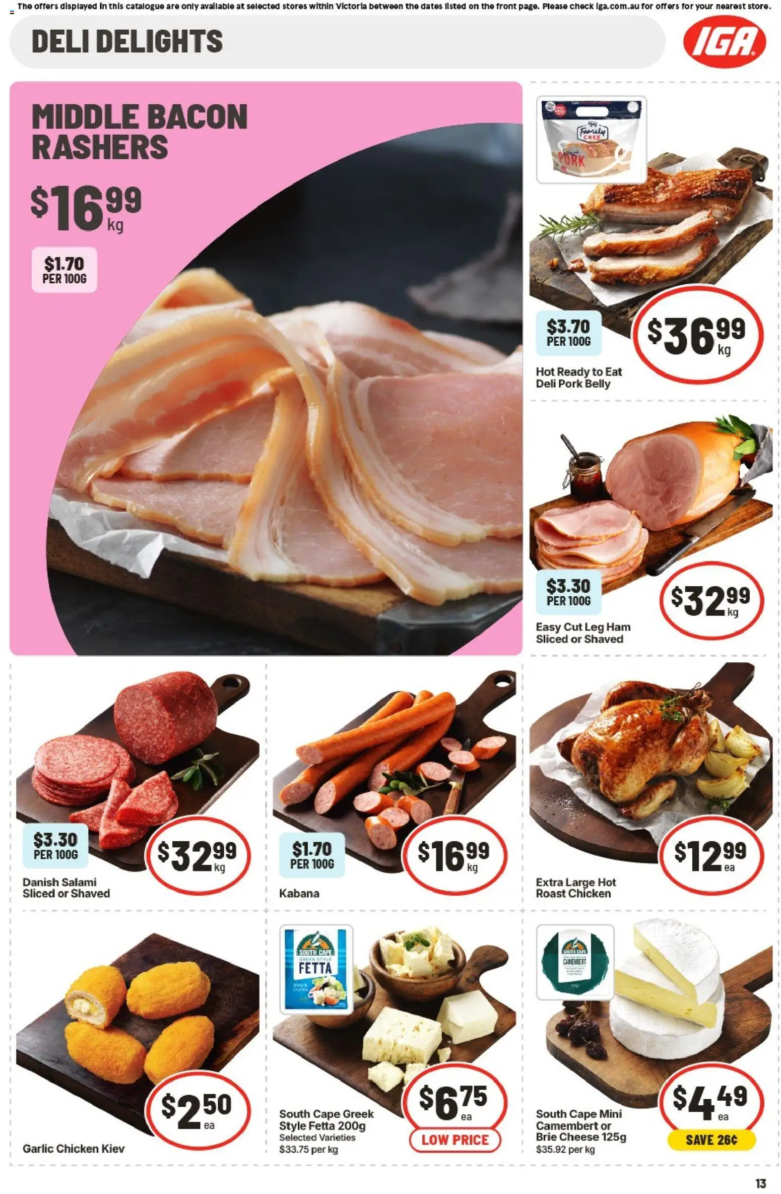 IGA catalogue - valid from 19/08/2026 | Page: 14 | Products: Cheese, Ham, Chicken, Roast