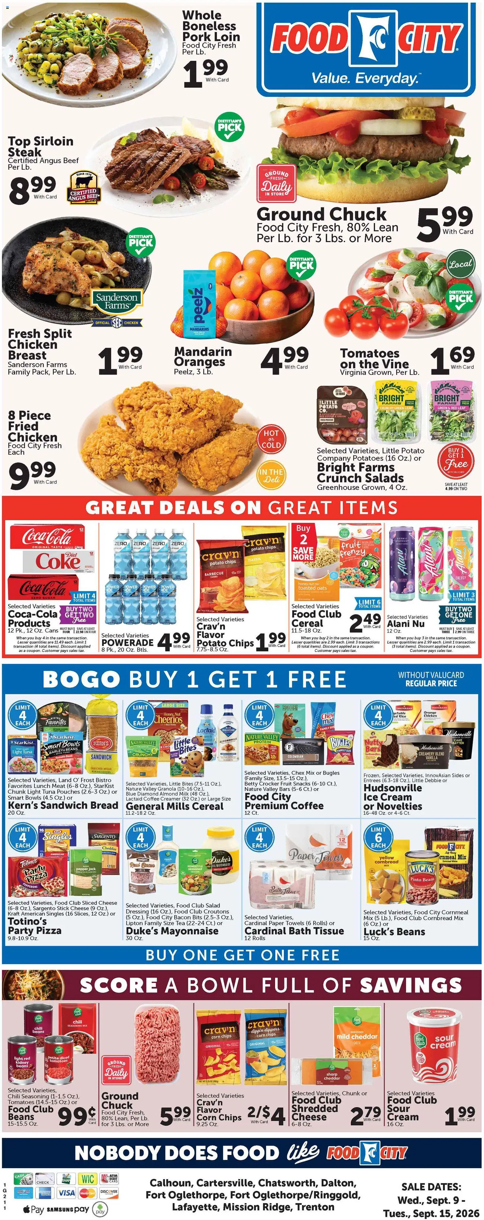 Food City Weekly Ad - valid from 09/09/2026 | Page: 1 | Products: Coffee, Rice, Potatoes, Mayonnaise
