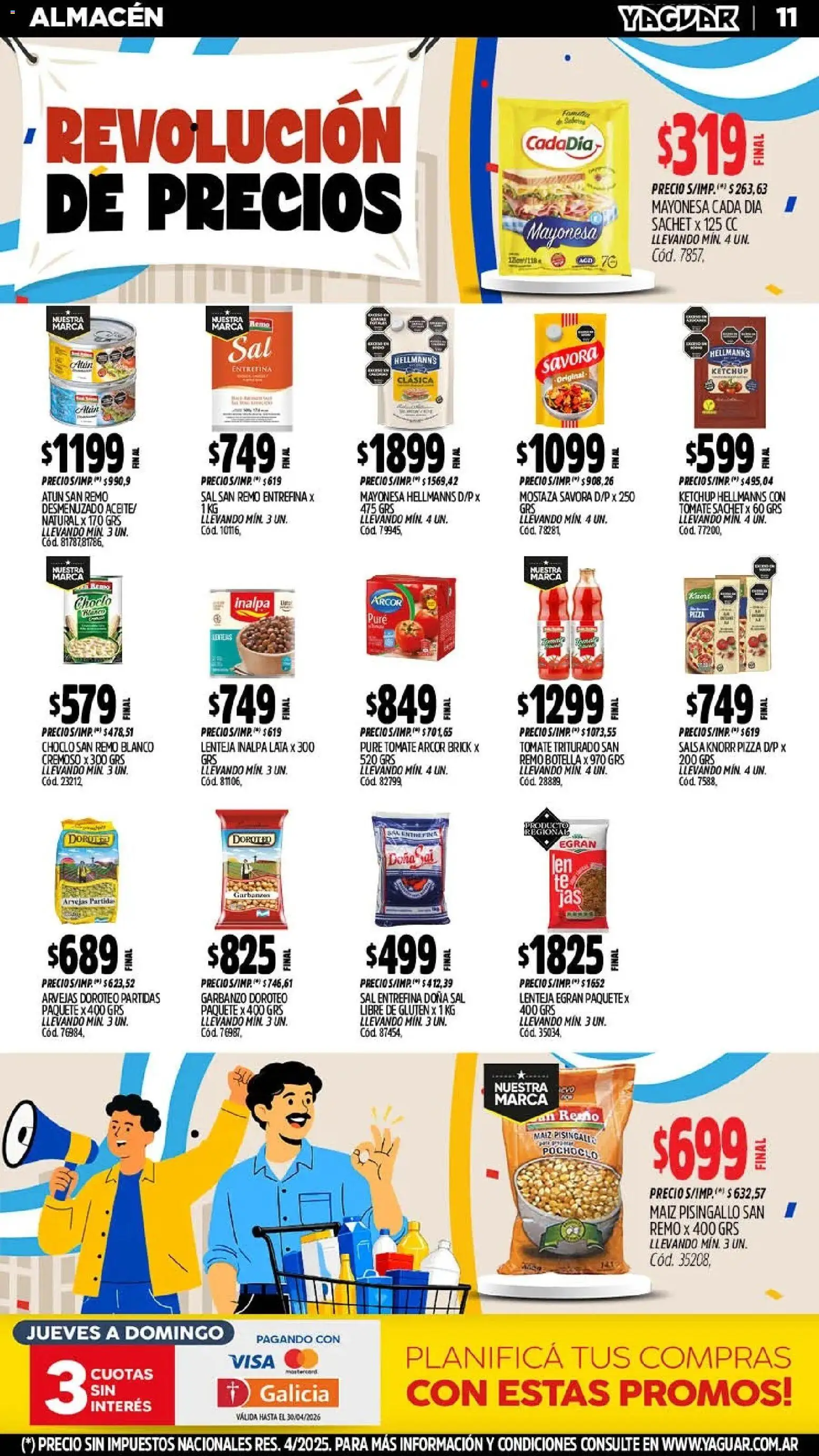 Yaguar - Oferta Semanal Córdoba │ válido desde el 25.05.2026 | Página: 11 | Productos: Botella, Mayonesa, Ketchup, Garbanzos