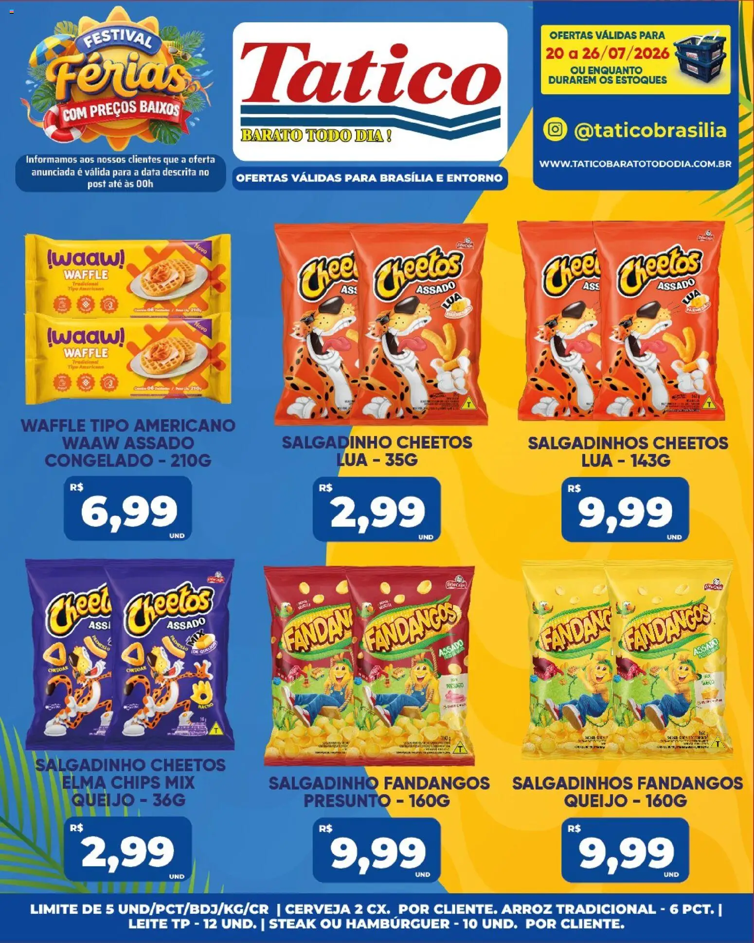 Tatico Folheto - válido de 20/07/2026 | Página: 22 | Produtos: Elma Chips, Salgadinhos, Hambúrguer, Cheetos
