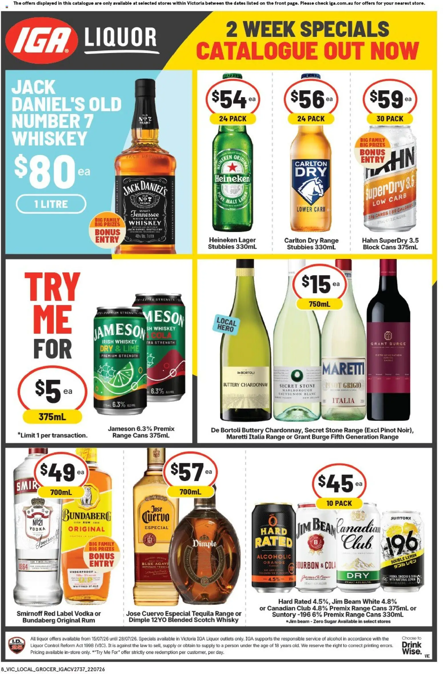 IGA catalogue - valid from 22/07/2026 | Page: 2 | Products: Bourbon, Whiskey, Sugar, Lime