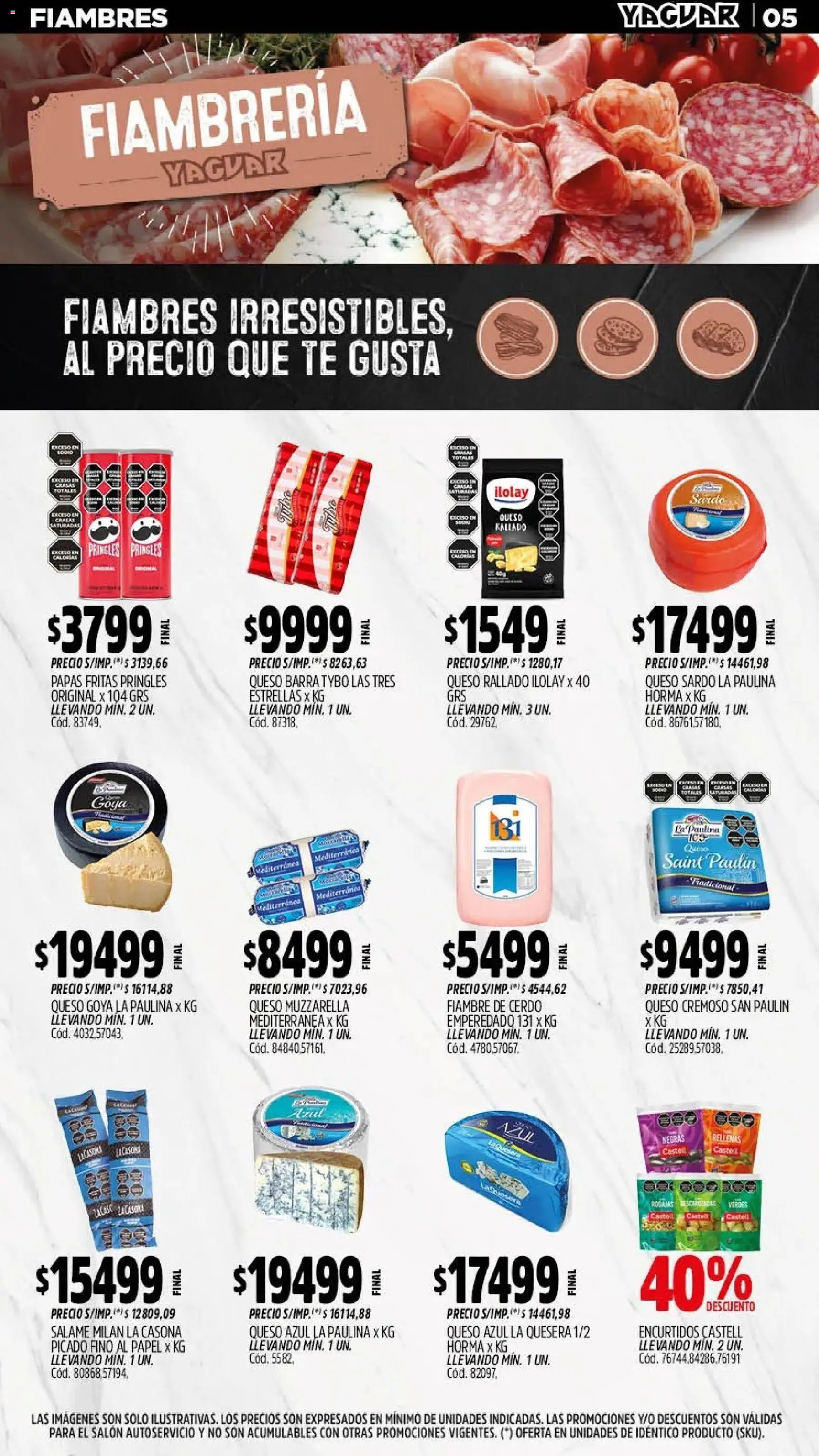 Yaguar - Oferta Semanal San Juan │ válido desde el 18.05.2026 | Página: 5 | Productos: Muzzarella, Salame, Cerdo, Té