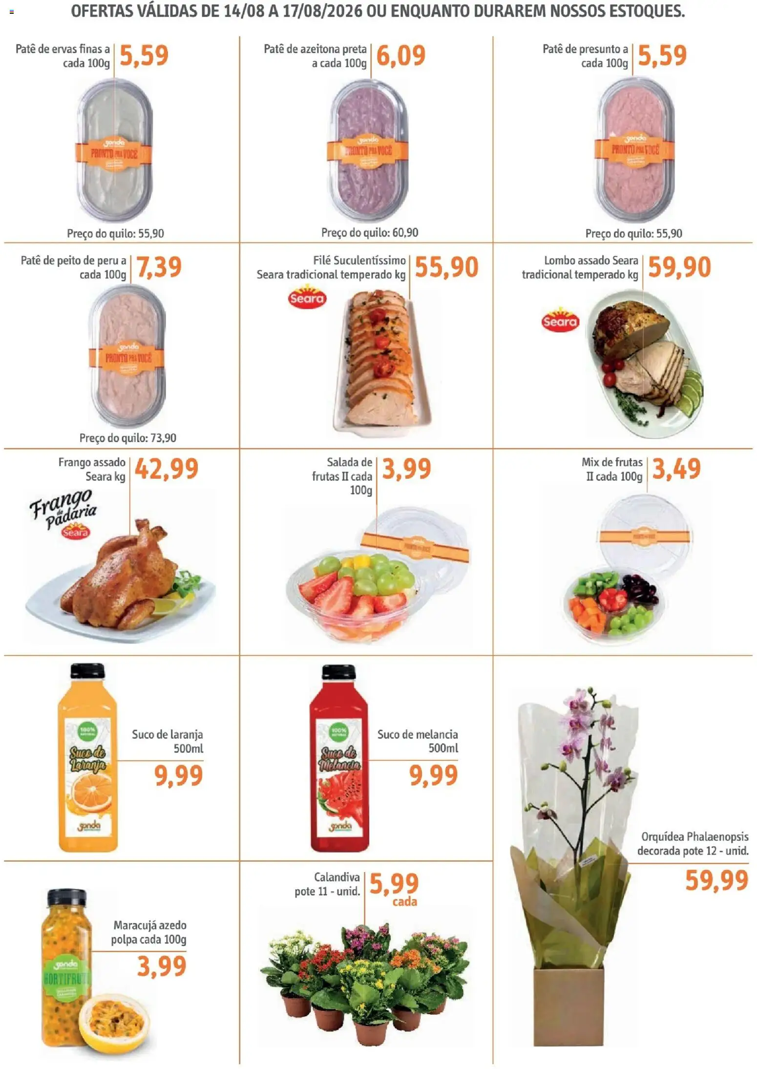 Sonda Folheto - válido de 14/08/2026 | Página: 6 | Produtos: Maracujá, Melancia, Patê, Suco