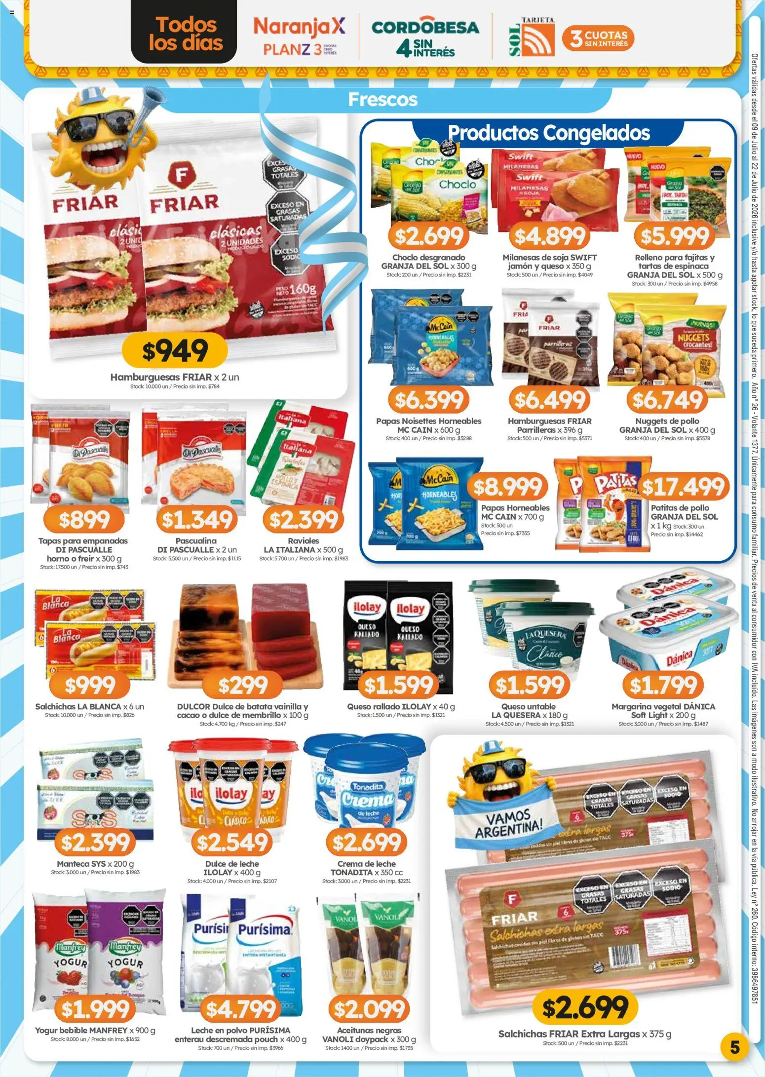 Cordiez ofertas │ válido desde el 09/07/2026 | Página: 5 | Productos: Batata, Leche, Yogur, Jamón