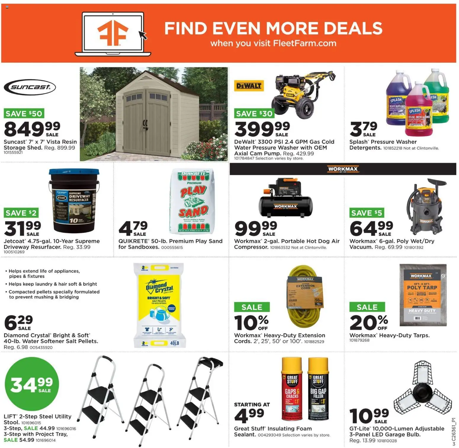 Mills Fleet Farm Weekly Ad - valid from 08/31/2026 | Page: 4 | Products: Pressure washer, Water, Salt, Foam