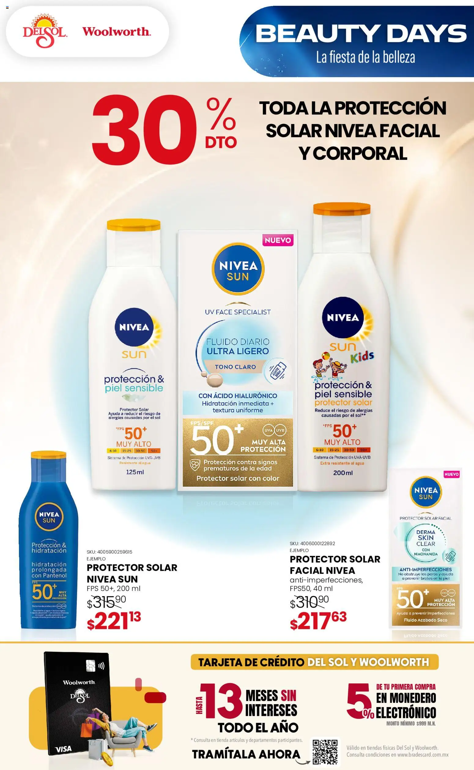 Nuevas ofertas de Del Sol y Woolworth válidas en toda la República Mexicana desde el 17/09/2026. ¡Encuentra las mejores ofertas en Del Sol y Woolworth catálogo La Fiesta de la Belleza! | Página: 2 | Productos: Monedero, Agua, Uva, Protector solar