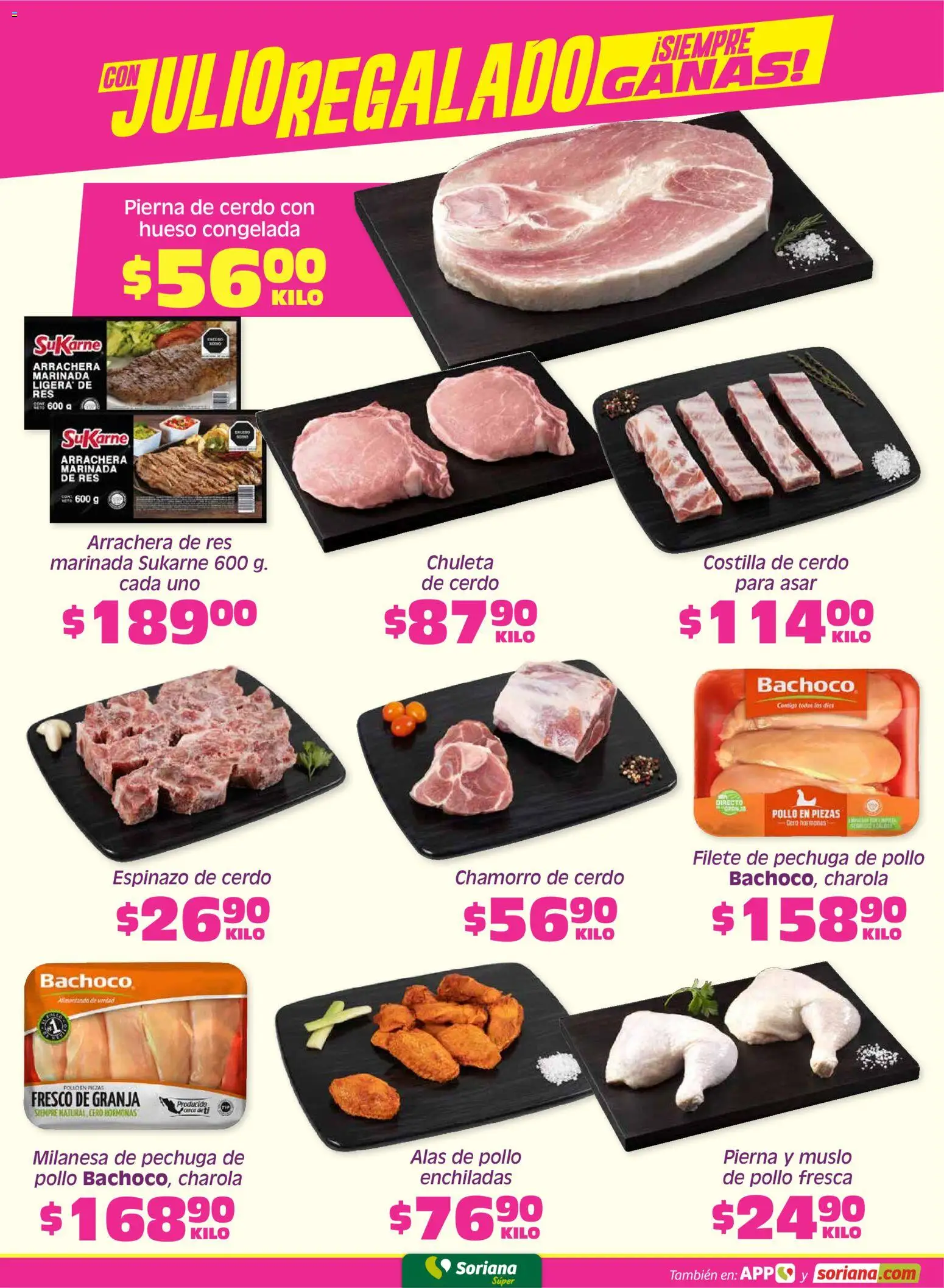 Nuevas ofertas de Soriana válidas en toda la República Mexicana desde el 10/07/2026. ¡Encuentra las mejores ofertas en Soriana Fin de Semana Súper: Tijuana, Mexicali, Ensenada, San Luis Río Colorado y Tecate! | Página: 4 | Productos: Pollo, Milanesa, Cerdo, Res