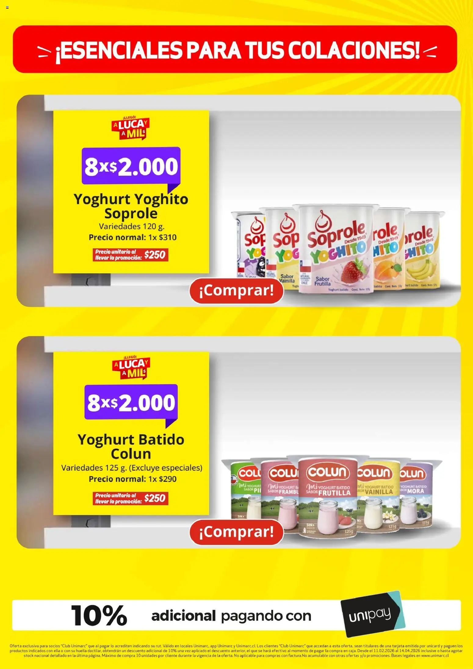Unimarc Ofertas │ válido desde el 11.02.2026 | Página: 2 | Productos: Mate, Vainilla, Frutilla