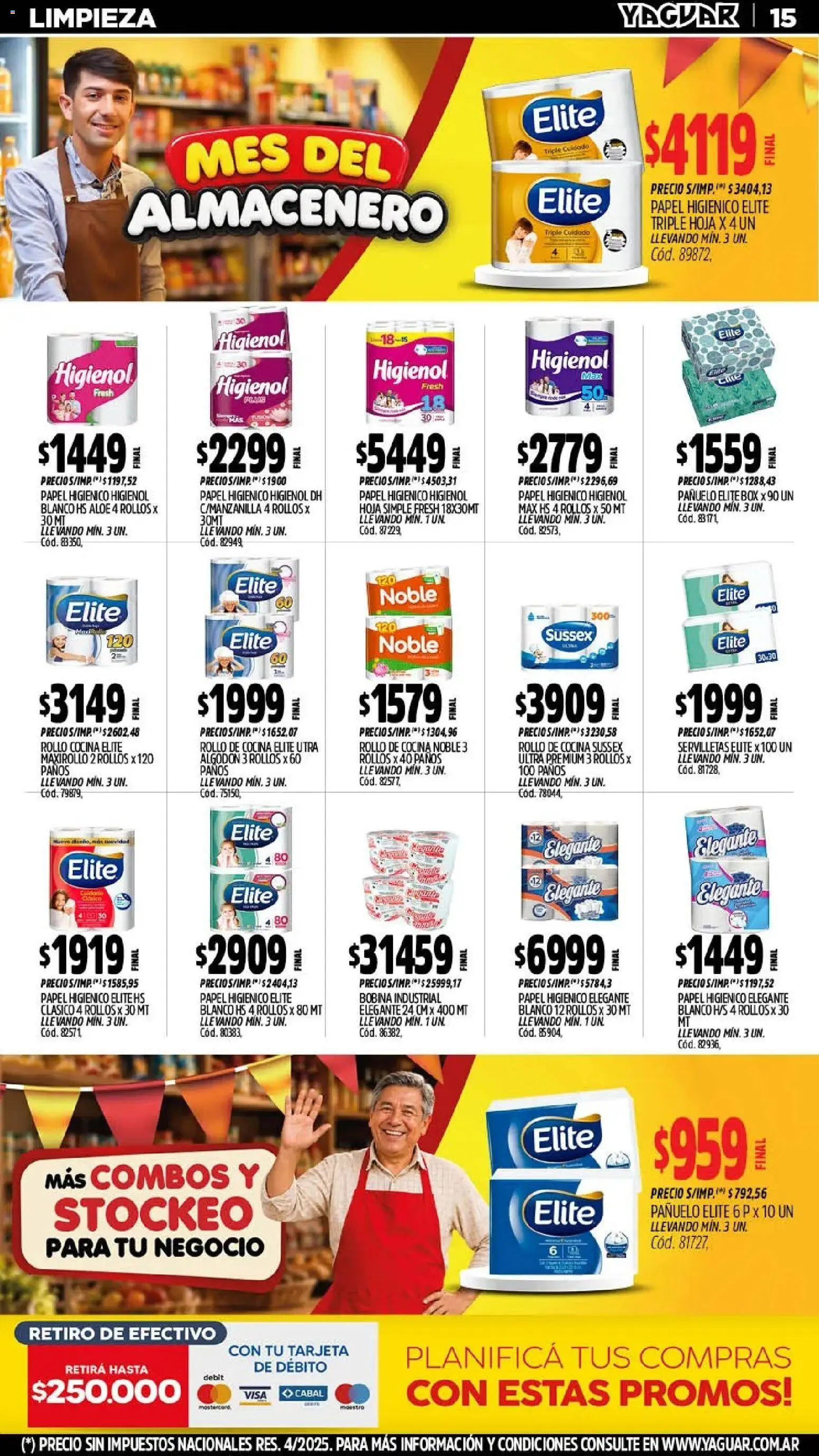 Yaguar - Oferta Semanal Jujuy │ válido desde el 28/09/2026 | Página: 15 | Productos: Papel higiénico, Algodón, Pañuelo, Servilletas