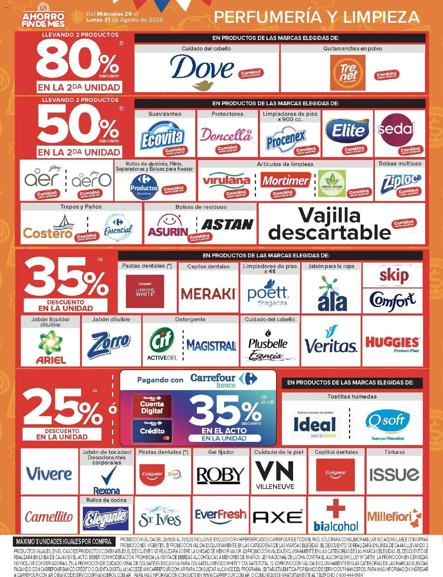Carrefour ofertas │ válido desde el 26/08/2026 | Página: 17 | Productos: Toallitas húmedas, Fijador, Quitamanchas, Freezer