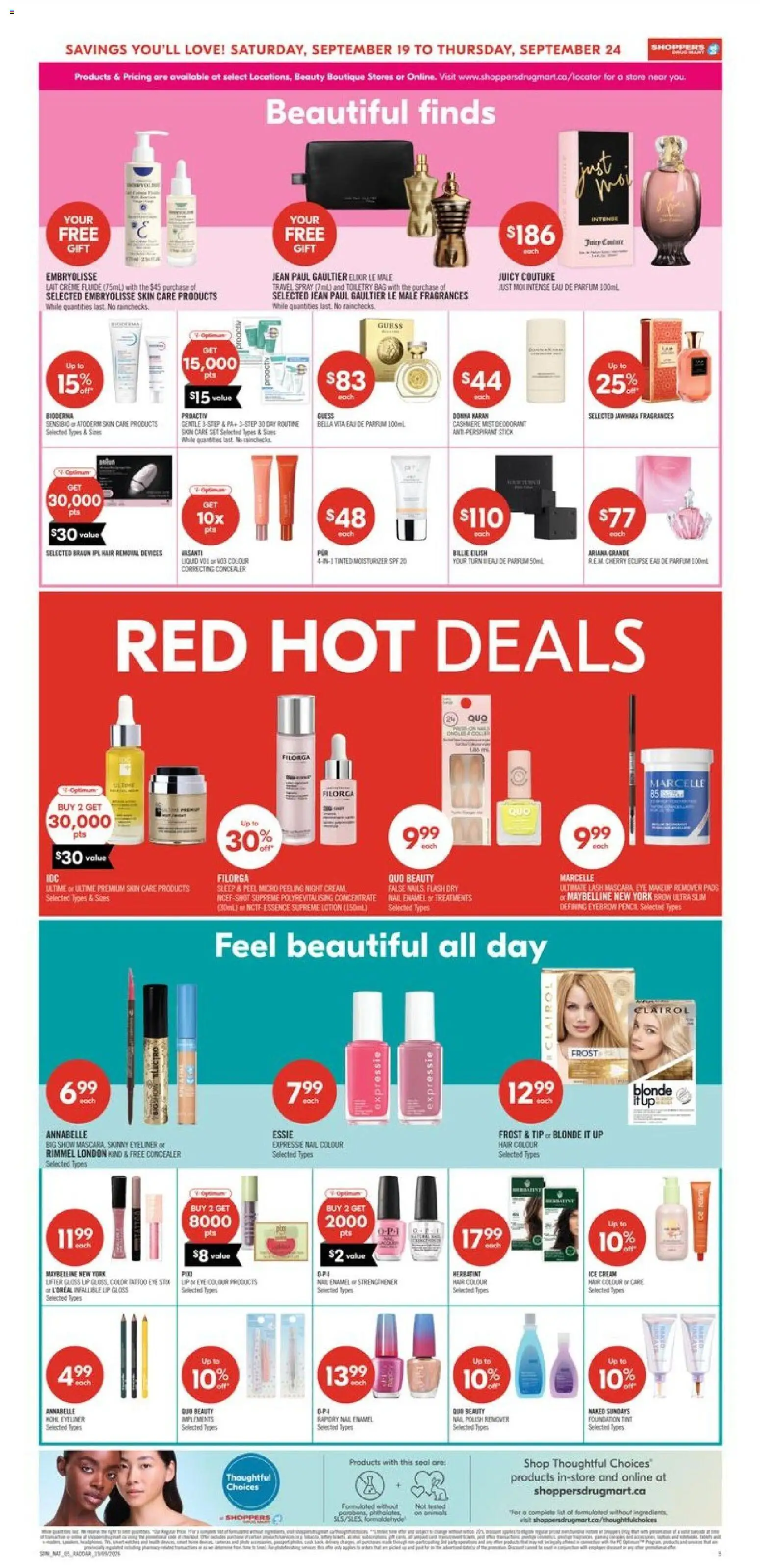 Shoppers flyer valid from Sep 19, 2026 | Page: 11 | Products: Ice cream, Mascara, Eyeliner, Deodorant