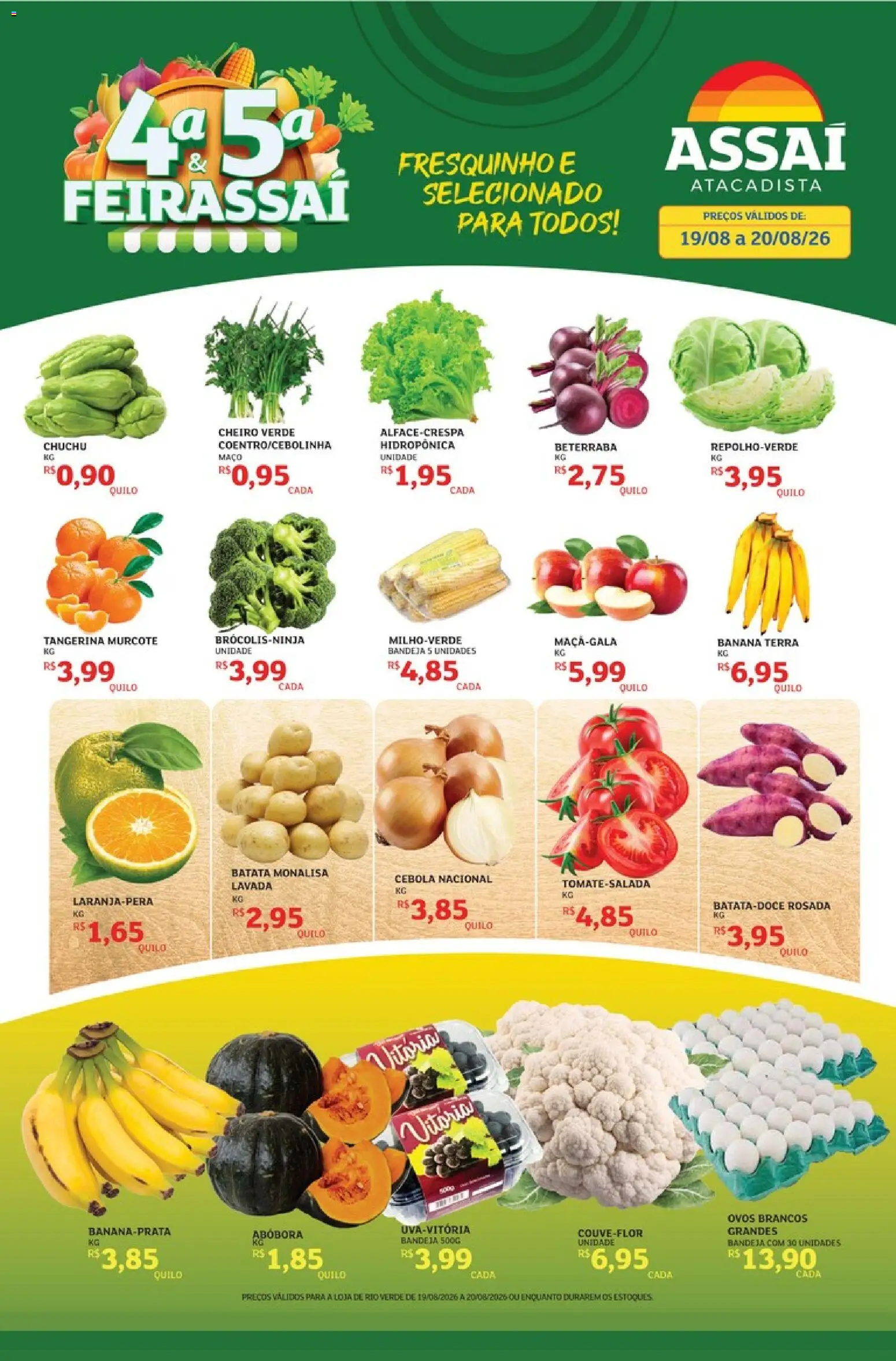 Assaí Atacadista Folheto - válido de 19/08/2026 | Página: 1 | Produtos: Chuchu, Abóbora, Bandeja, Batata