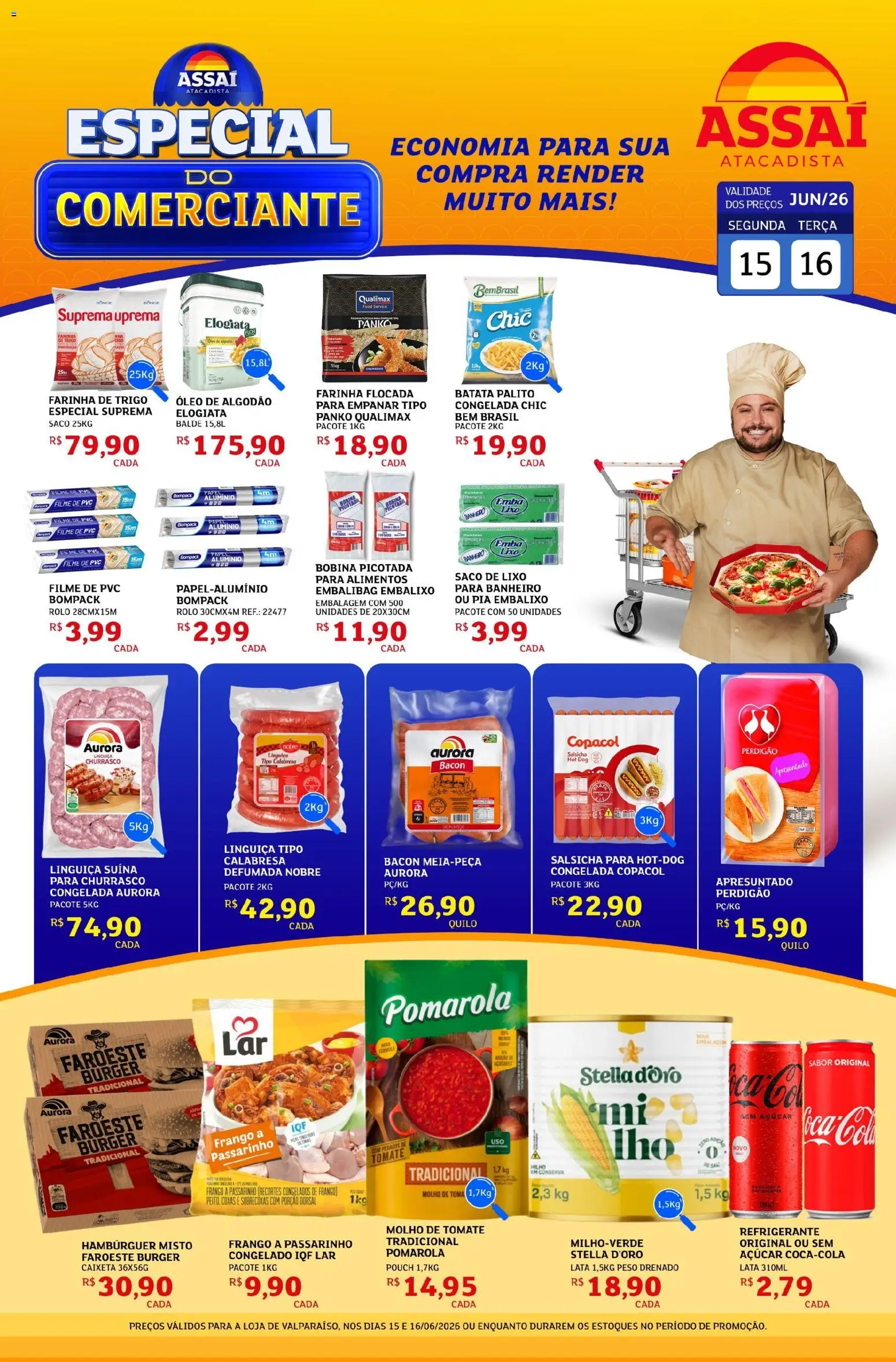 Assaí Atacadista Folheto - válido de 15.06.2026 | Página: 1 | Produtos: filme de PVC, Rolo, Linguiça, Hambúrguer