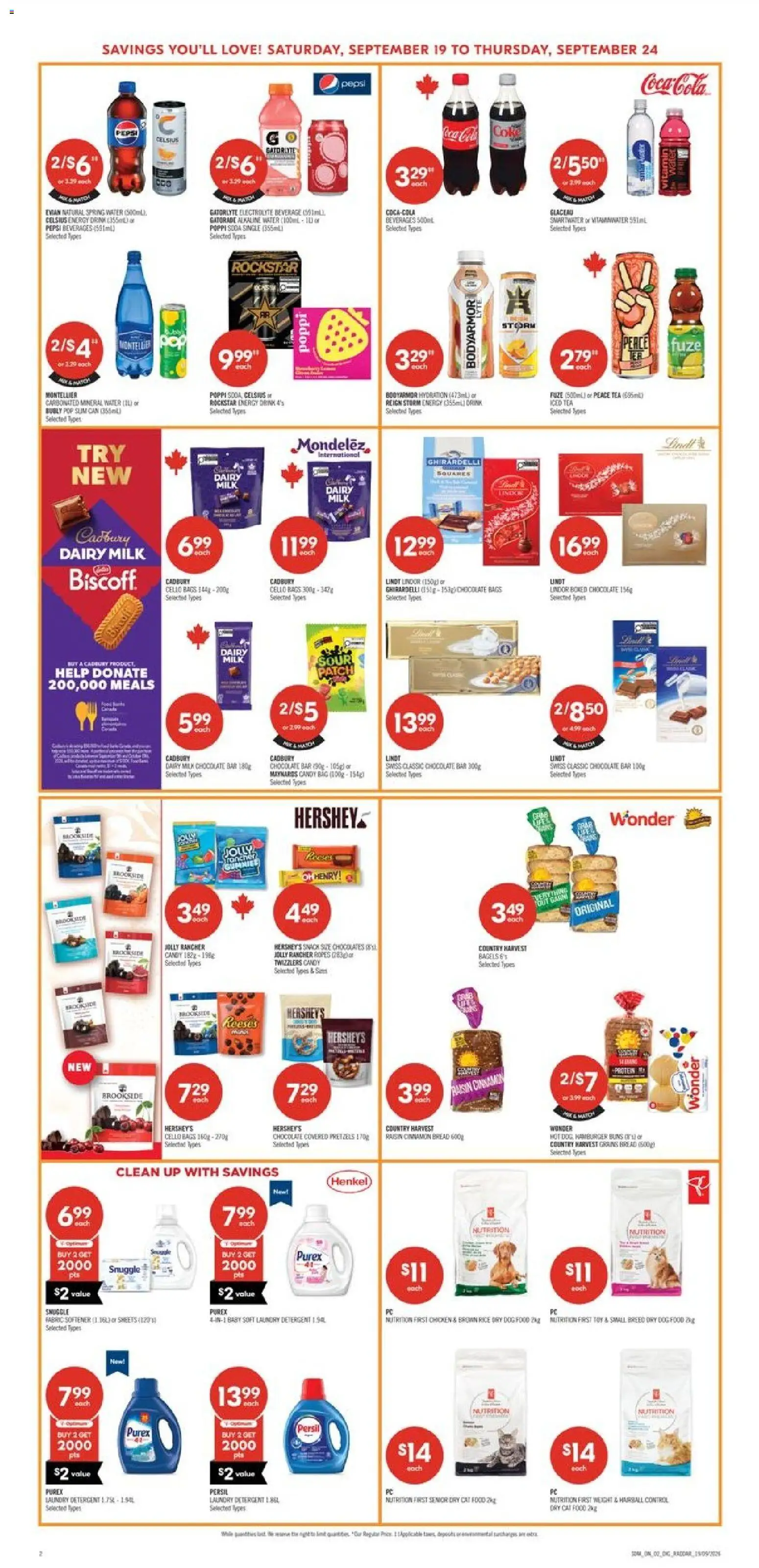 Shoppers flyer valid from Sep 19, 2026 | Page: 8 | Products: Tea, Pepsi, Fabric softener, Energy drink