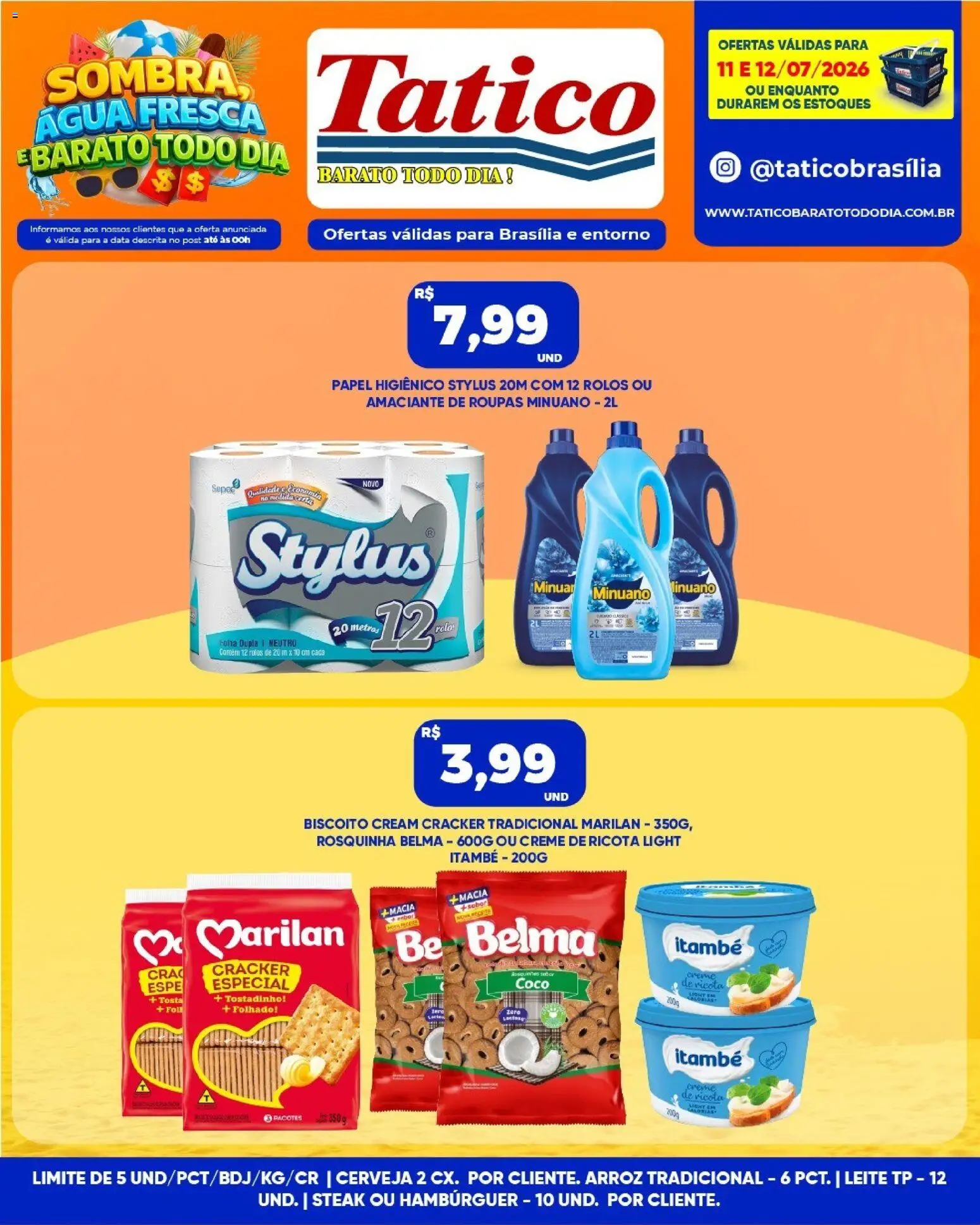 Tatico Folheto - válido de 11/07/2026 | Página: 7 | Produtos: Amaciante de roupas, Cerveja, Creme, Hambúrguer