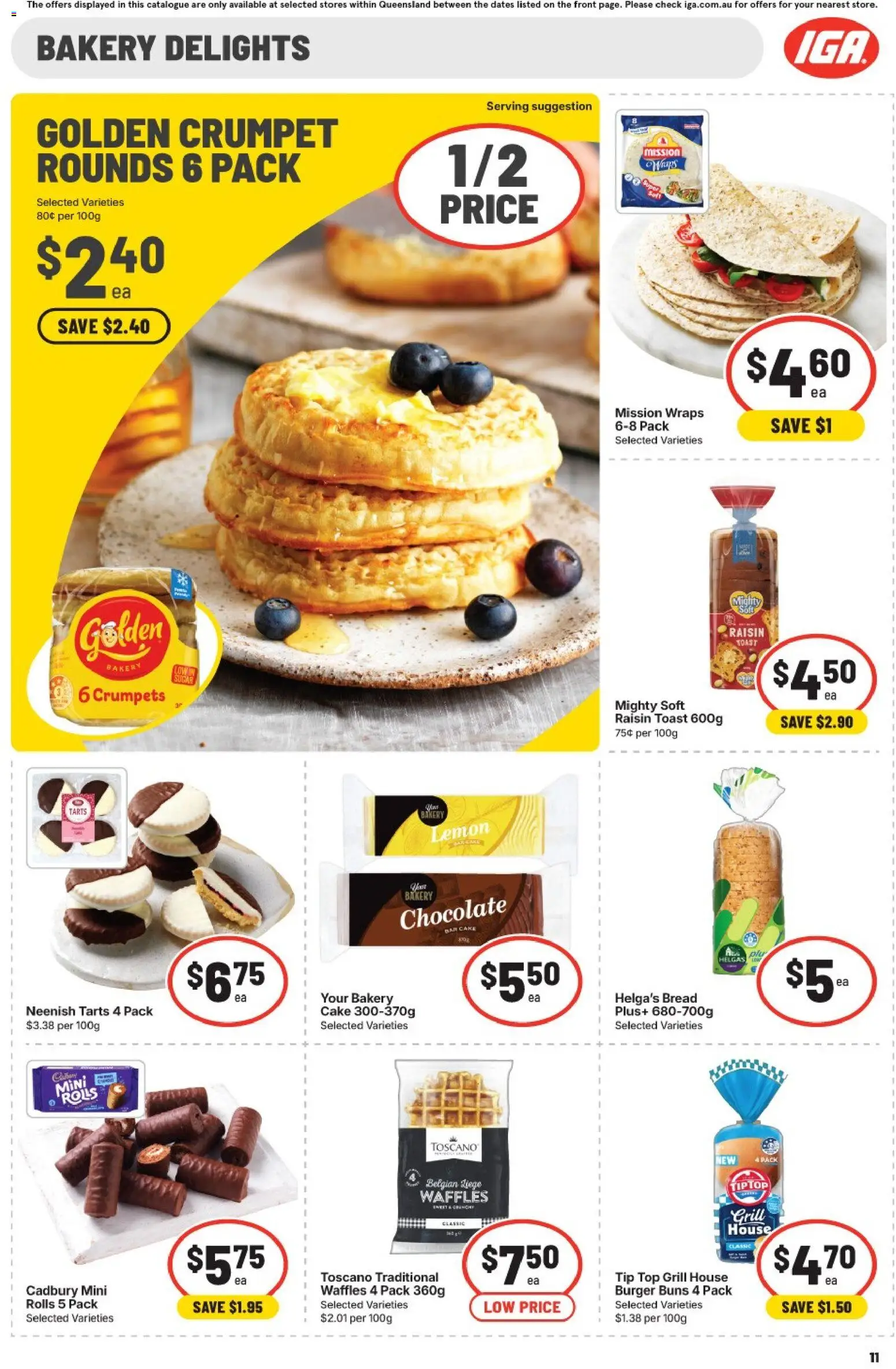 IGA catalogue - valid from 01/07/2026 | Page: 11 | Products: Crumpets, Lemon, Grill, Bakery