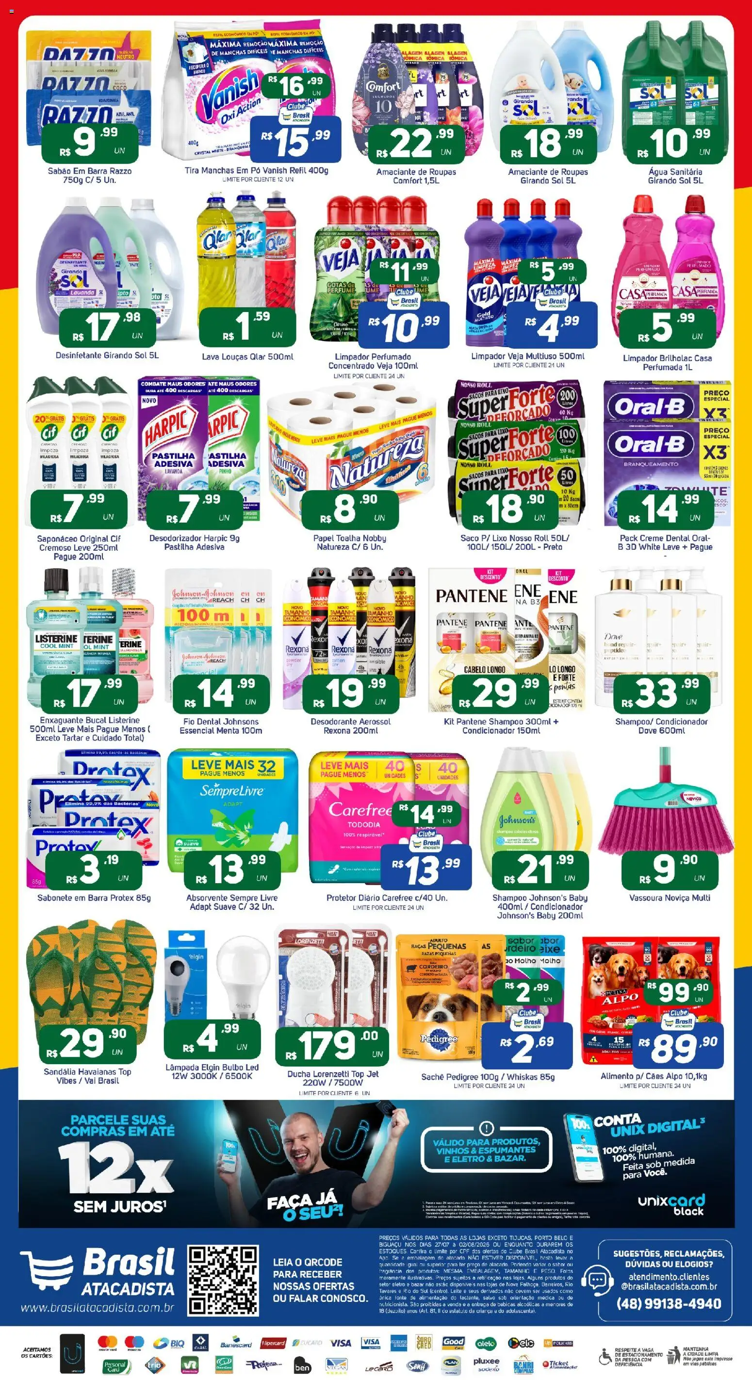 Brasil Atacadista Folheto - válido de 27/07/2026 | Página: 4 | Produtos: Lâmpada, Sabão em barra, Creme, Água sanitária