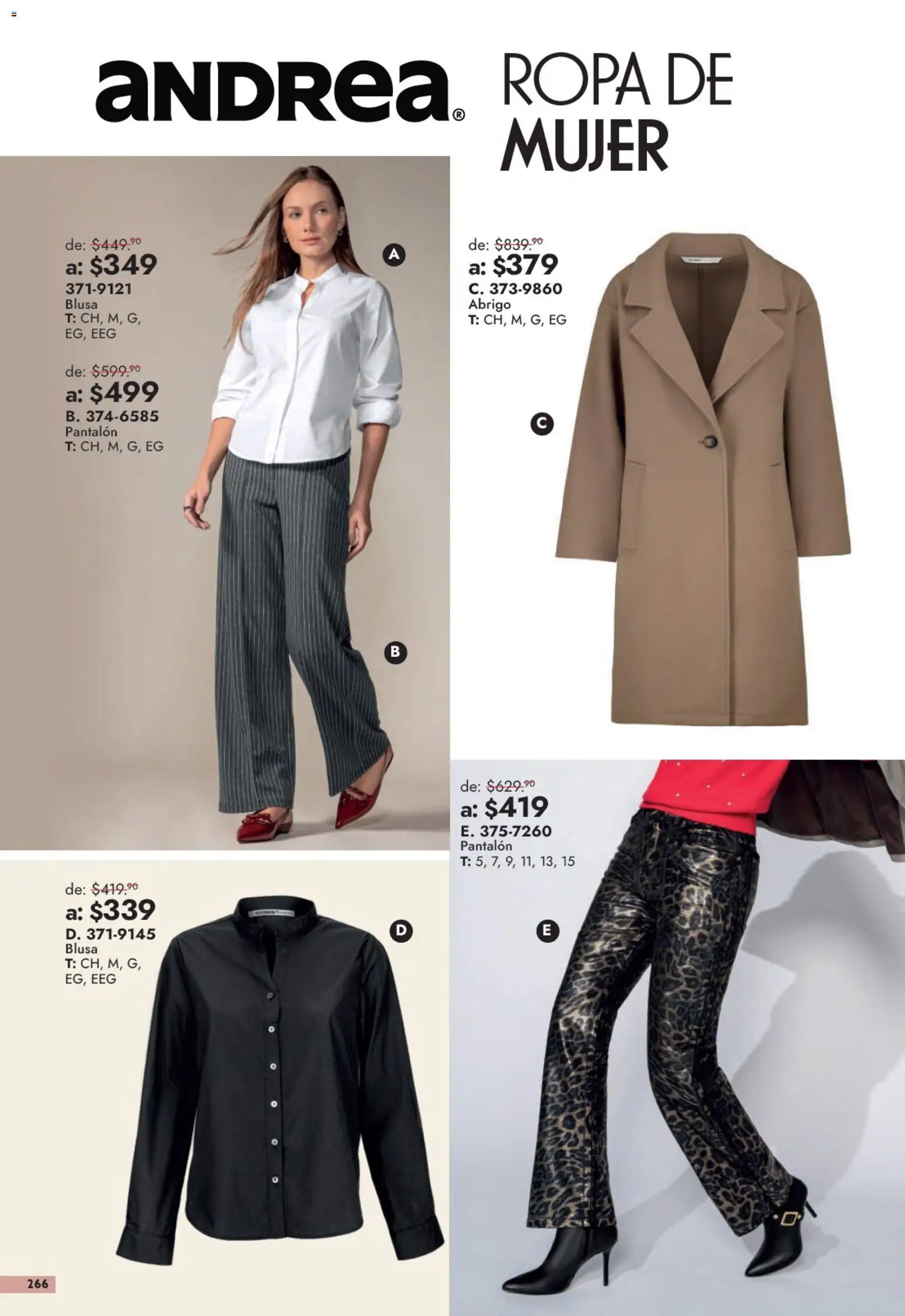 Nuevas ofertas de Andrea válidas en toda la República Mexicana desde el 13/09/2026. ¡Encuentra las mejores ofertas en Andrea catálogo Outlet! | Página: 266 | Productos: Blusa, Abrigo, Ropa