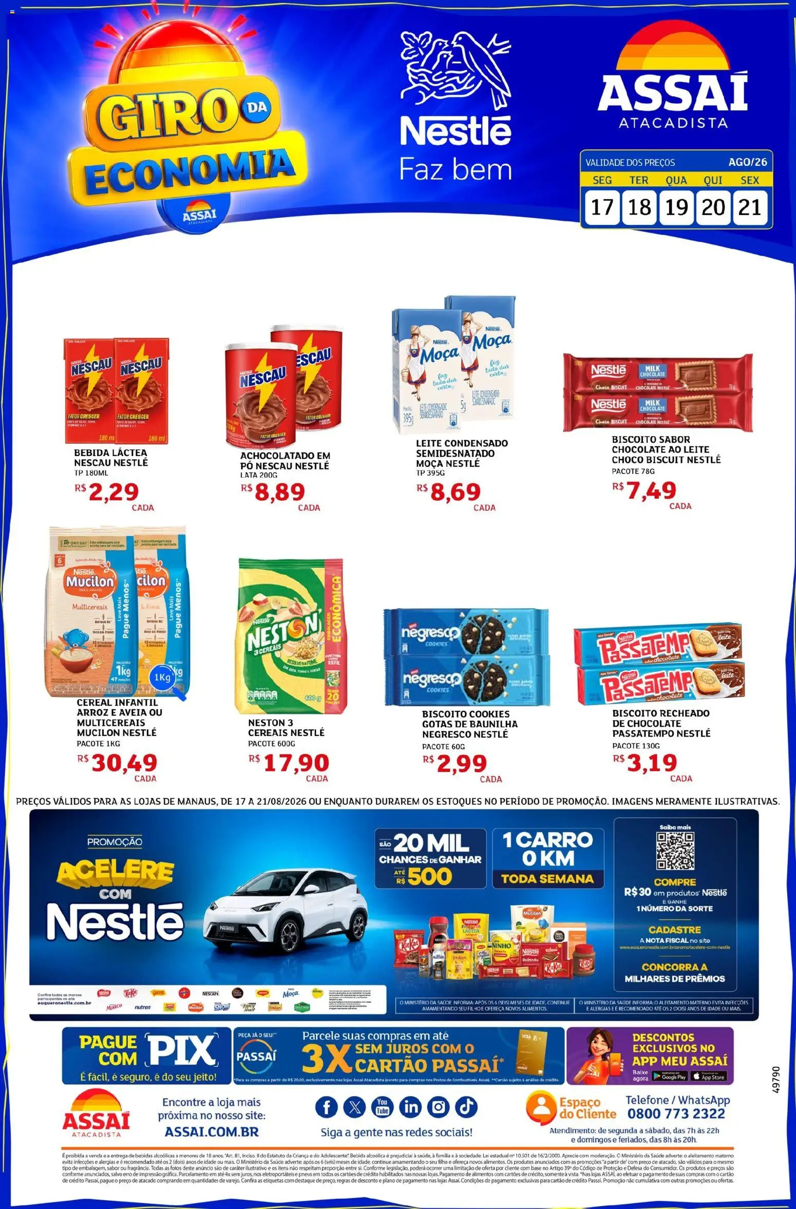 Assaí Atacadista Folheto - válido de 17/08/2026 | Página: 1 | Produtos: Nescau, Bebidas, Aveia, Leite condensado