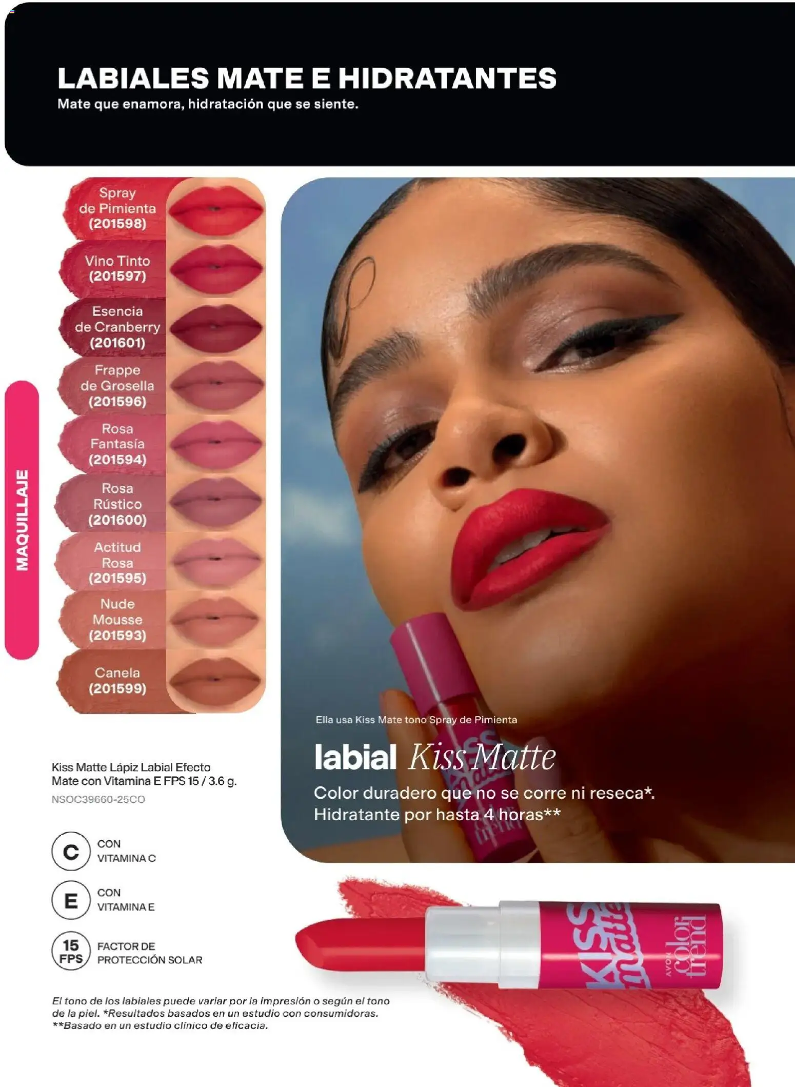 Catálogo Avon válido desde 22/07/2026 | Página: 45 | Productos: Lápiz labial, Vino, Vino tinto, Maquillaje