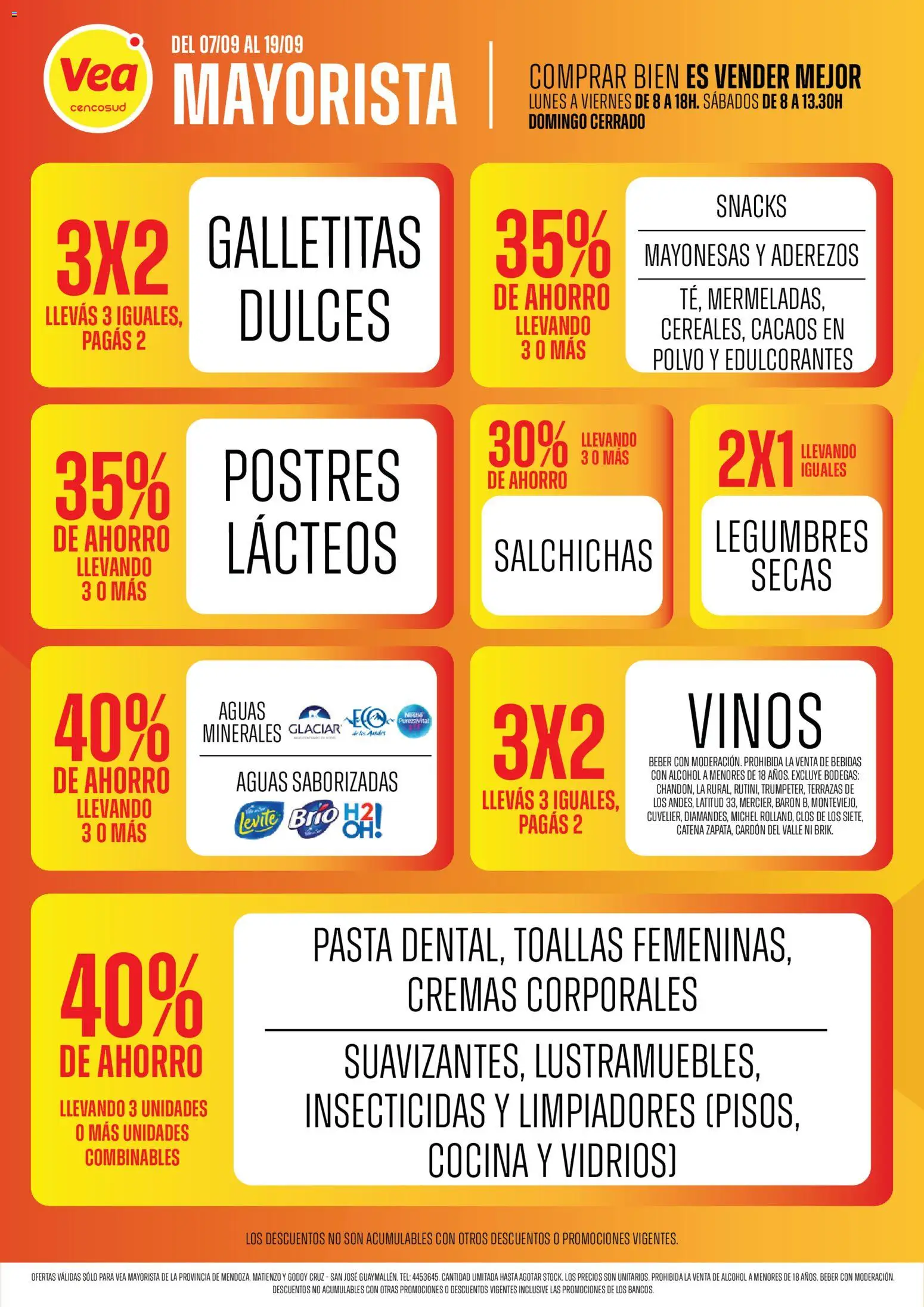 Vea - Mayorista Mendoza │ válido desde el 07/09/2026 | Página: 1 | Productos: Toallas, Galletitas, Polvo, Pasta