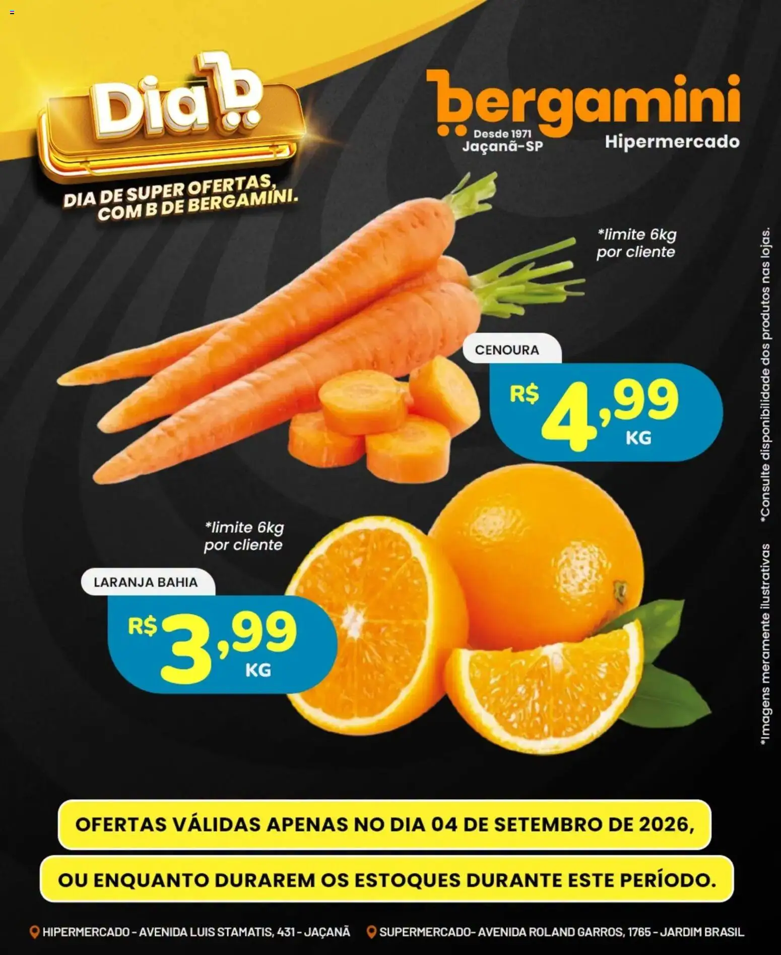 Supermercado Bergamini Folheto - válido de 04/09/2026 | Página: 6 | Produtos: Cenoura
