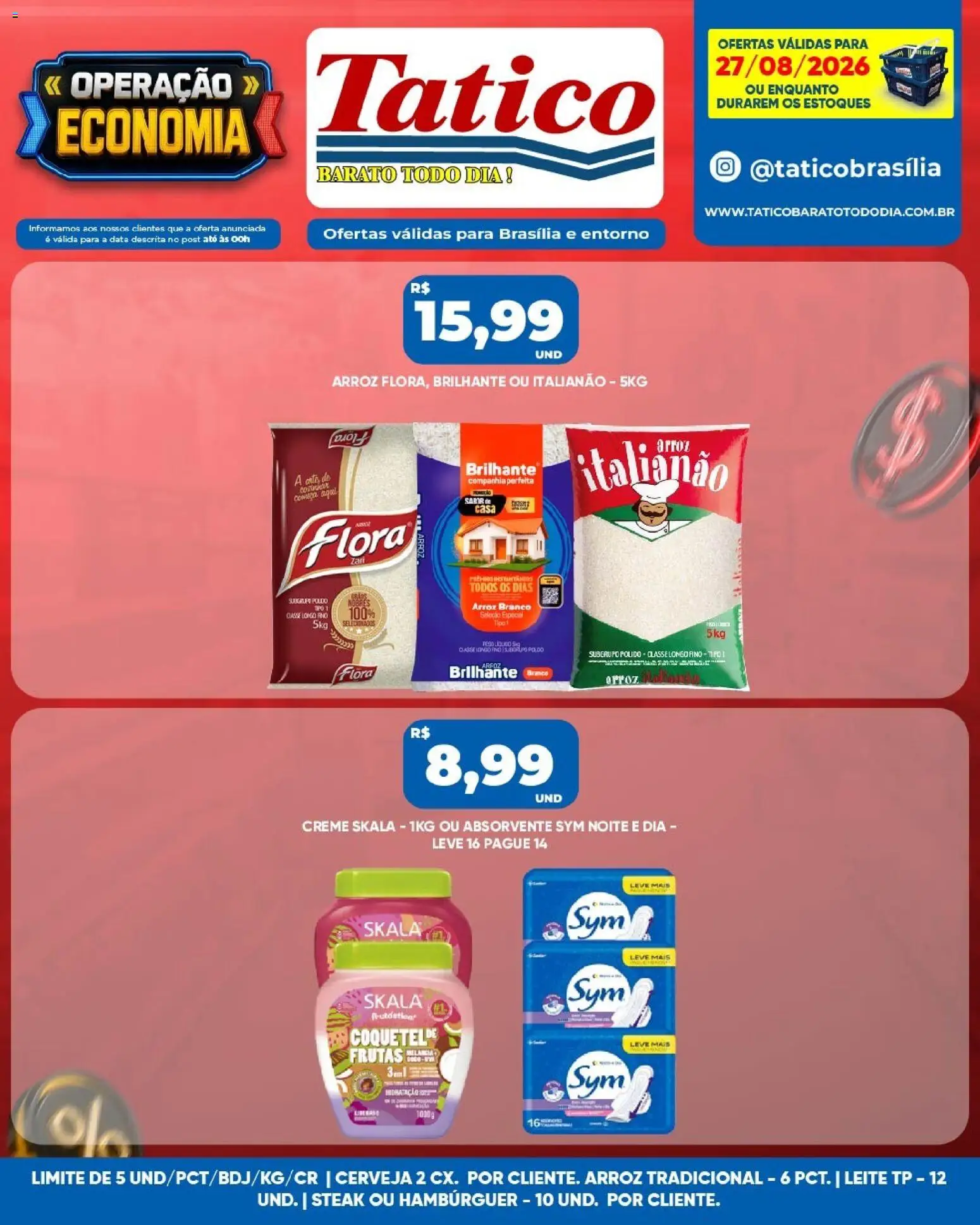 Tatico Folheto - válido de 28/08/2026 | Página: 28 | Produtos: Frutas, Steak, Leite, Absorvente