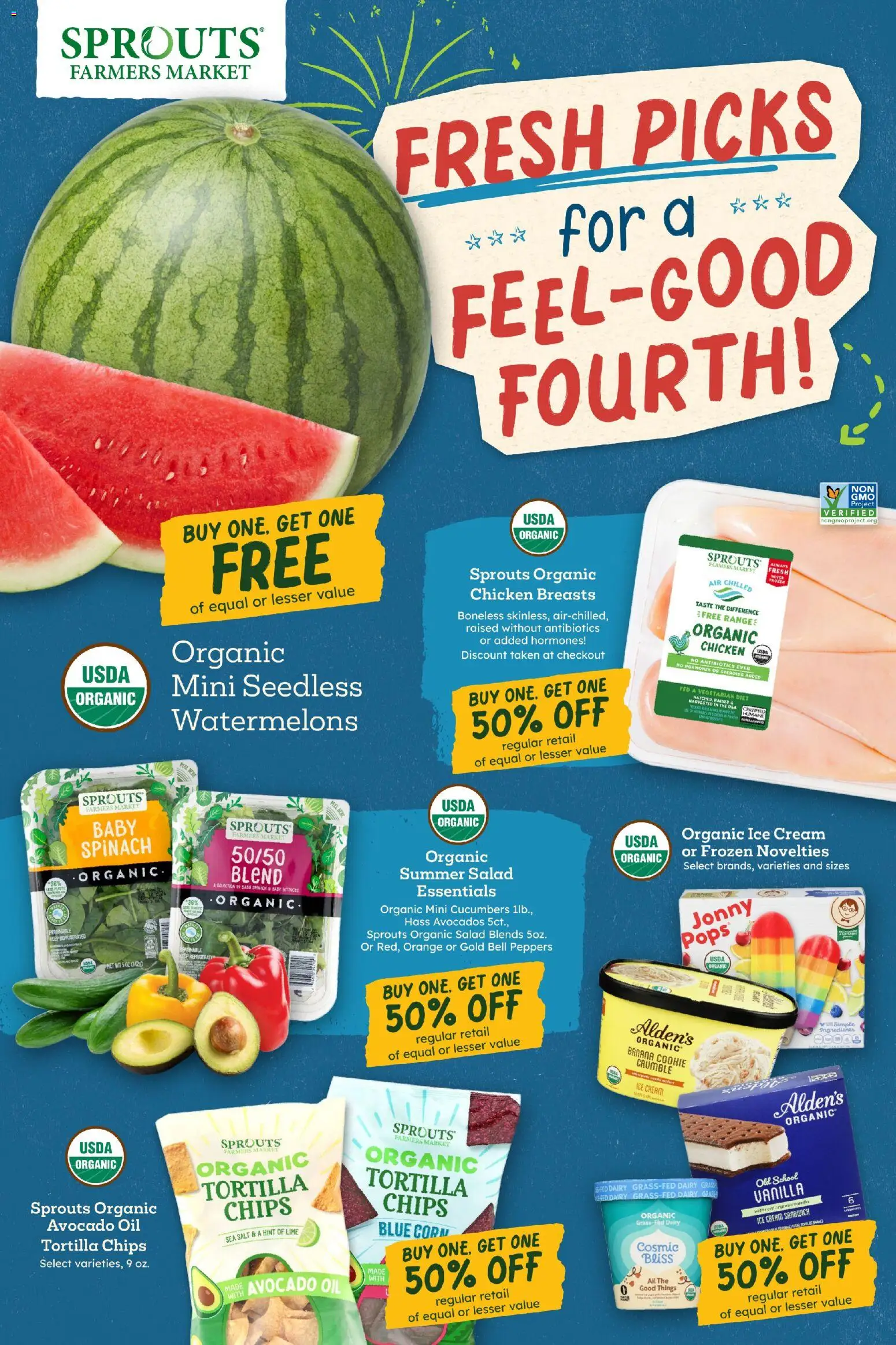 Sprouts Weekly Ad - valid from 07/01/2026 | Page: 2 | Products: Corn, Oil, Cucumbers, Ice cream