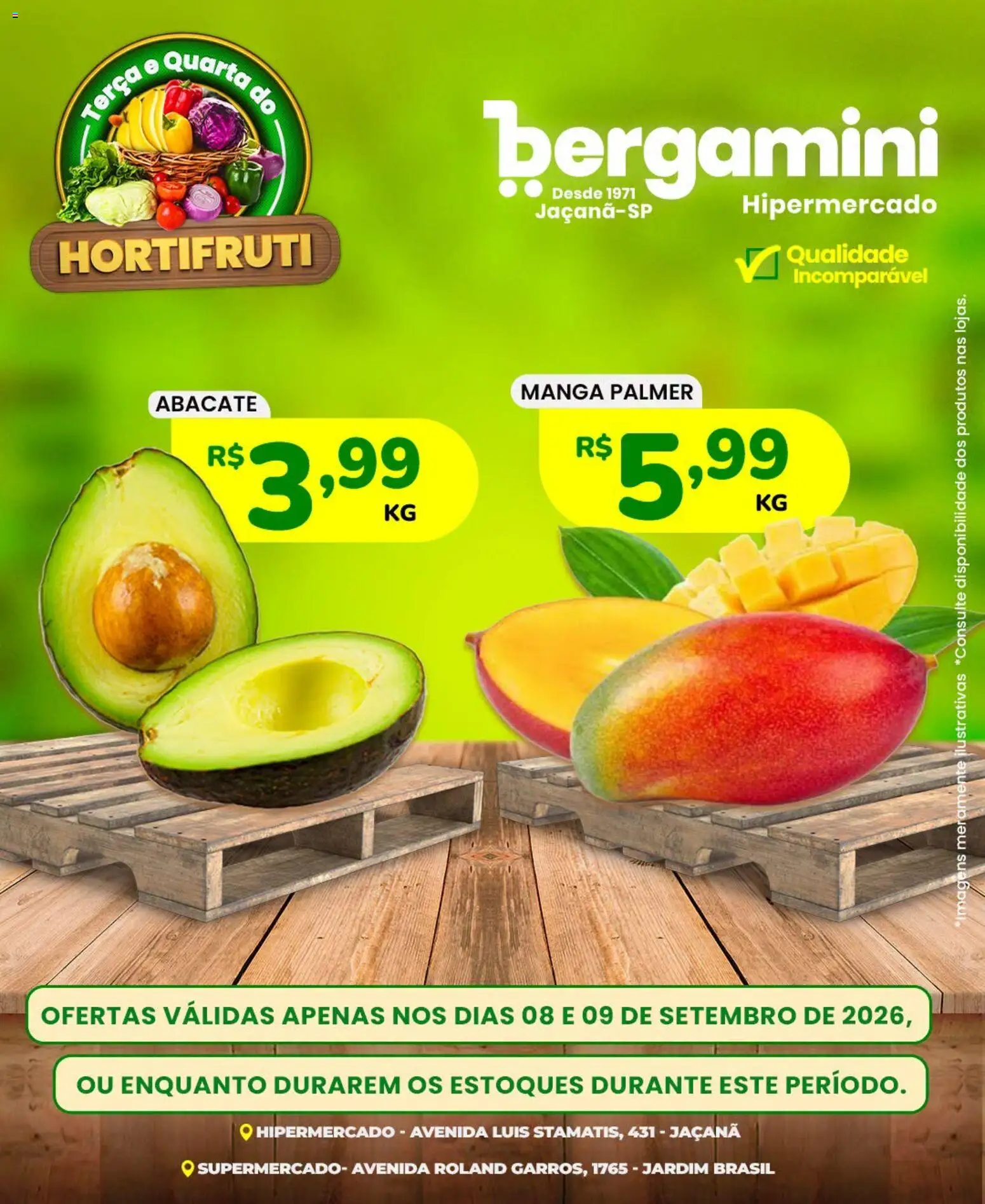 Supermercado Bergamini Folheto - válido de 08/09/2026 | Página: 4 | Produtos: Abacate, Manga