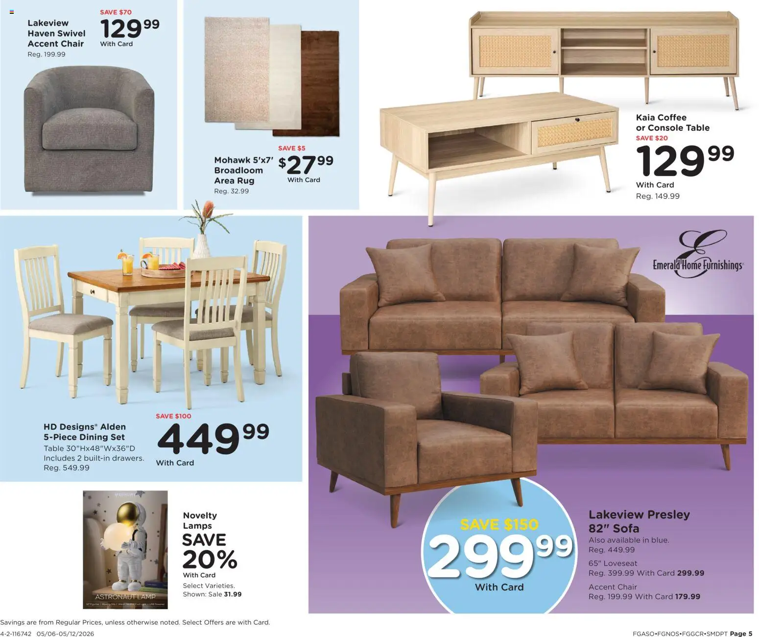 Fred Meyer Home & Apparel - valid from 06.05.2026 | Page: 5 | Products: Sofa, Chair, Lamp, Loveseat