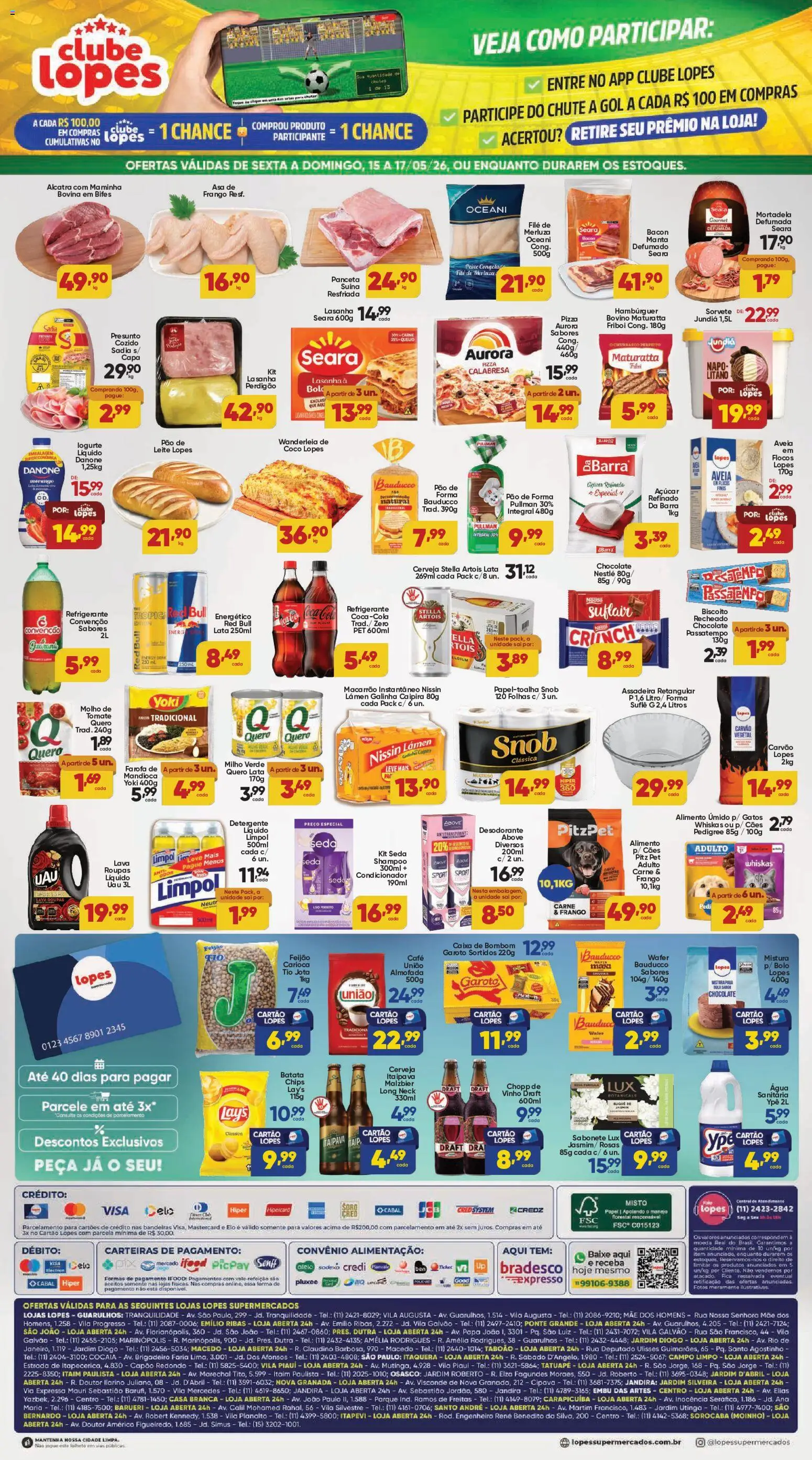 Lopes Supermercados Folheto - válido de 15.05.2026 | Página: 2 | Produtos: Chocolate, Mortadela, Carne, Açúcar