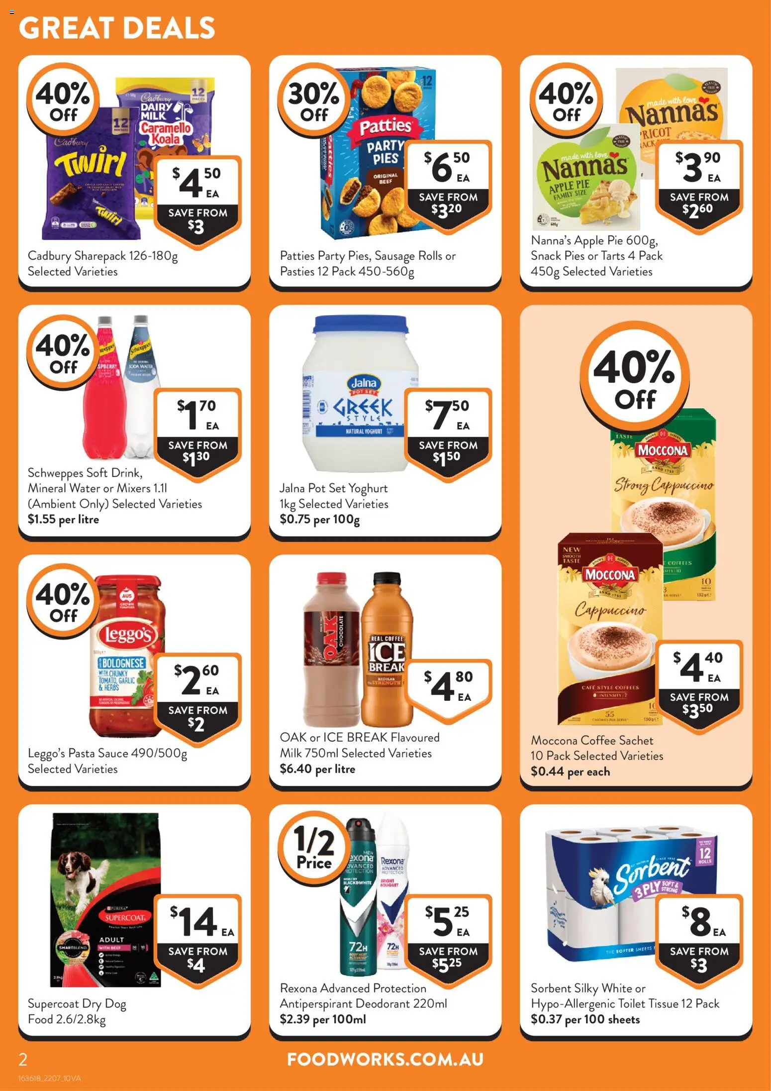 Foodworks catalogue - valid from 22/07/2026 | Page: 2 | Products: Deodorant, Sauce, Sausage, Pies