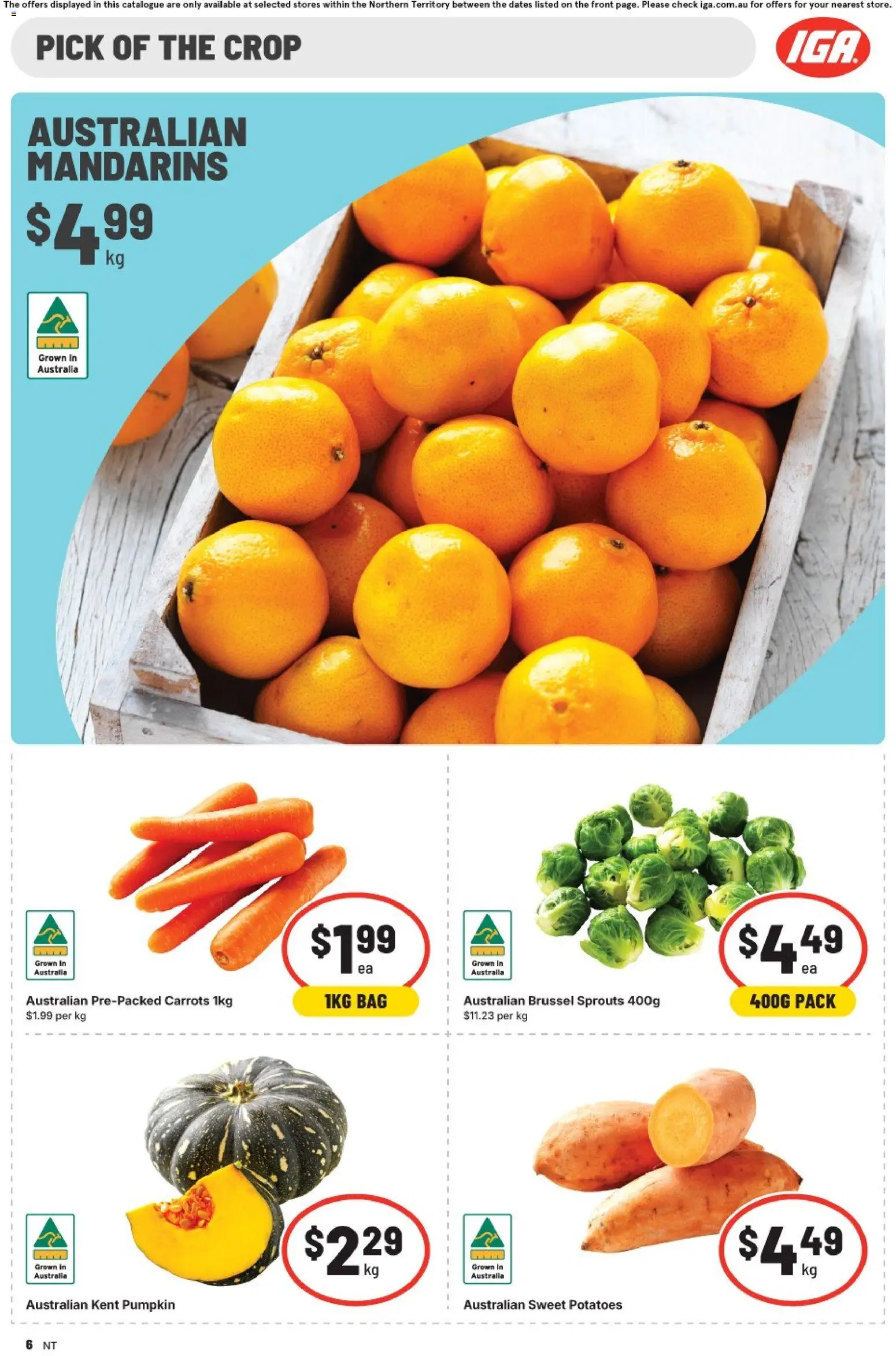 IGA catalogue - valid from 27.05.2026 | Page: 6 | Products: Mandarins, Carrots, Pumpkin, Bag